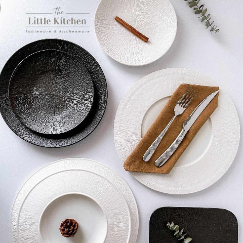 Bộ đĩa cao cấp màu trắng họa tiết tia sần