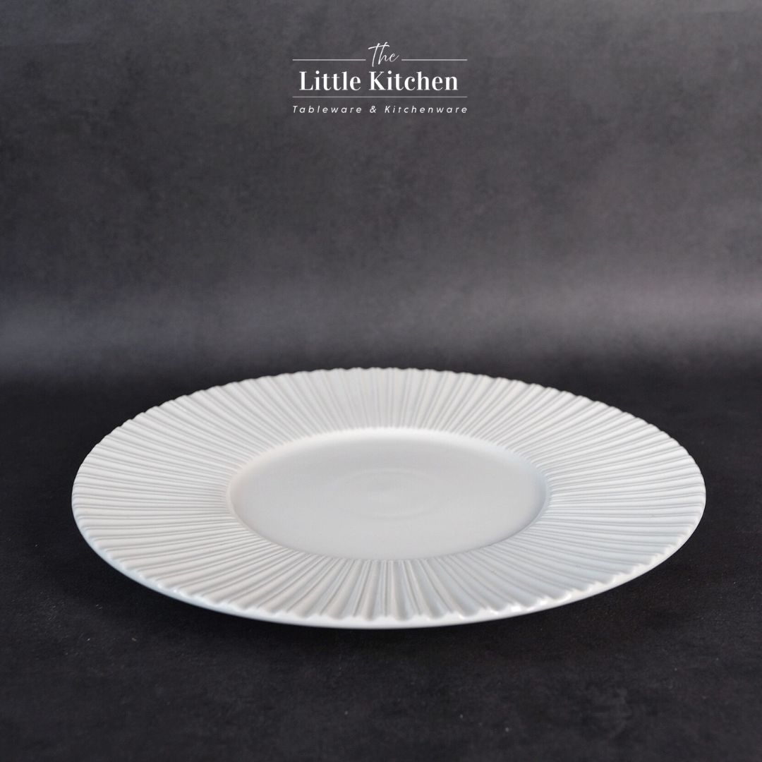 Bộ đĩa cao cấp màu trắng họa tiết nan quạt