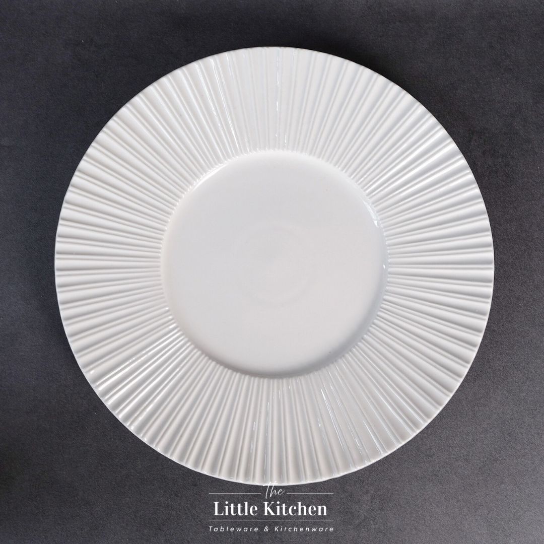 Bộ đĩa cao cấp màu trắng họa tiết nan quạt