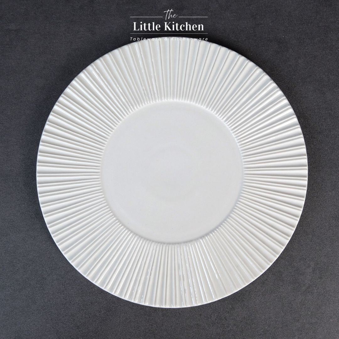 Bộ đĩa cao cấp màu trắng họa tiết nan quạt