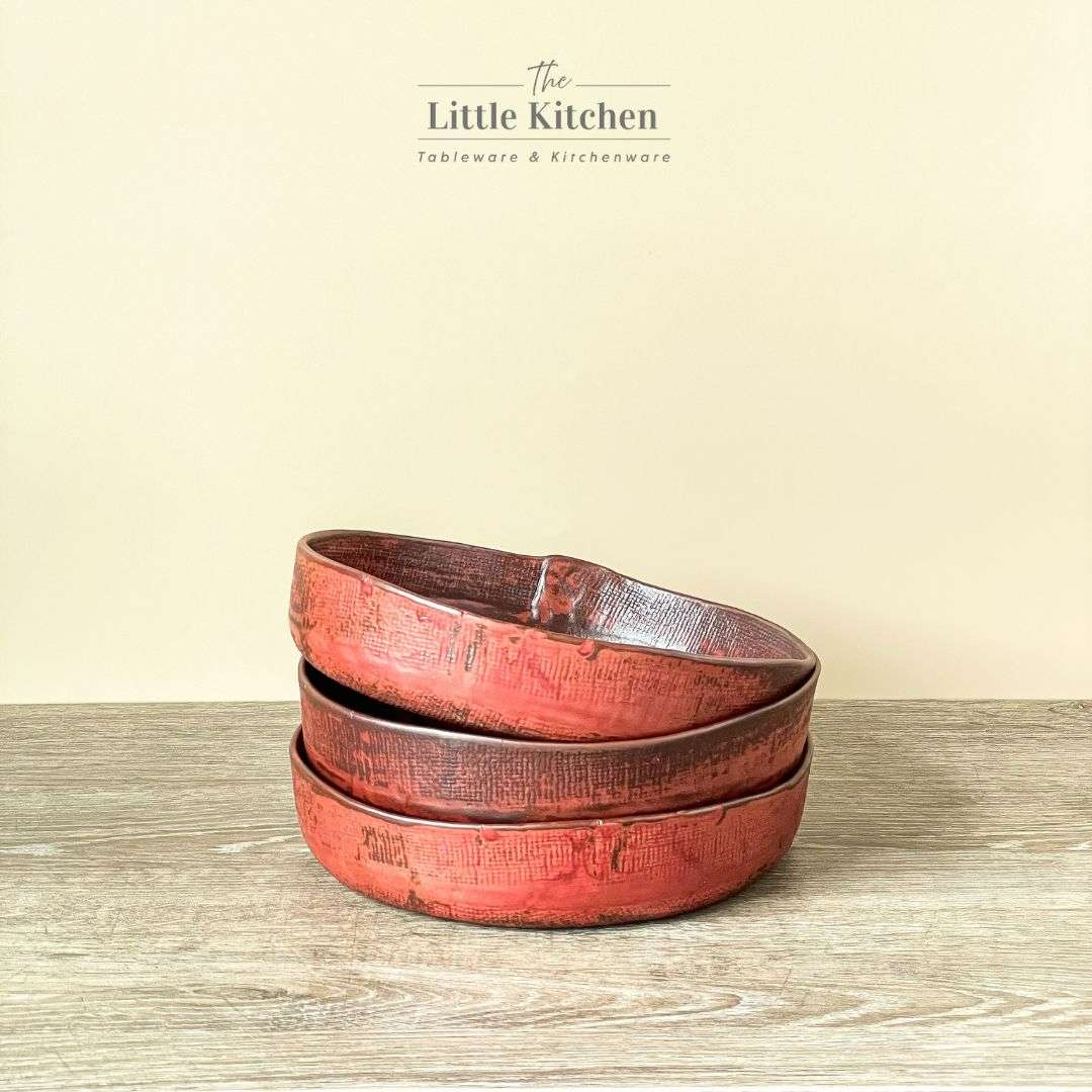 Bộ bát đĩa gia đình cao cấp màu đỏ men lì