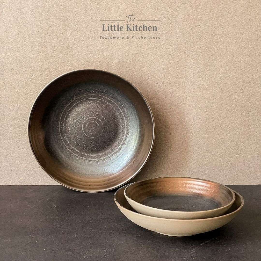 Bộ bát đĩa gia đình cao cấp màu đen đồng men lì