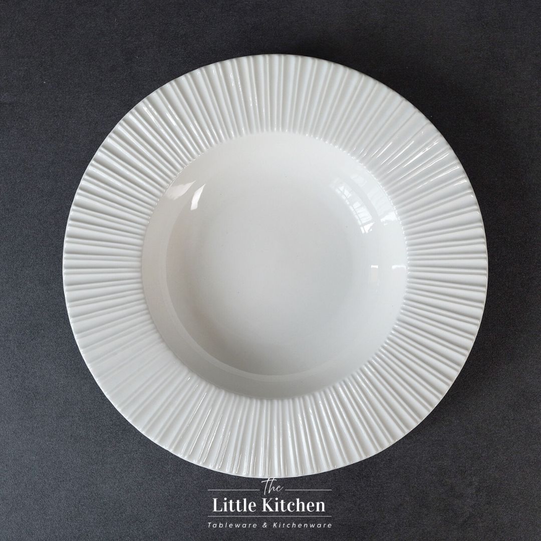 Bộ đĩa cao cấp màu trắng họa tiết nan quạt