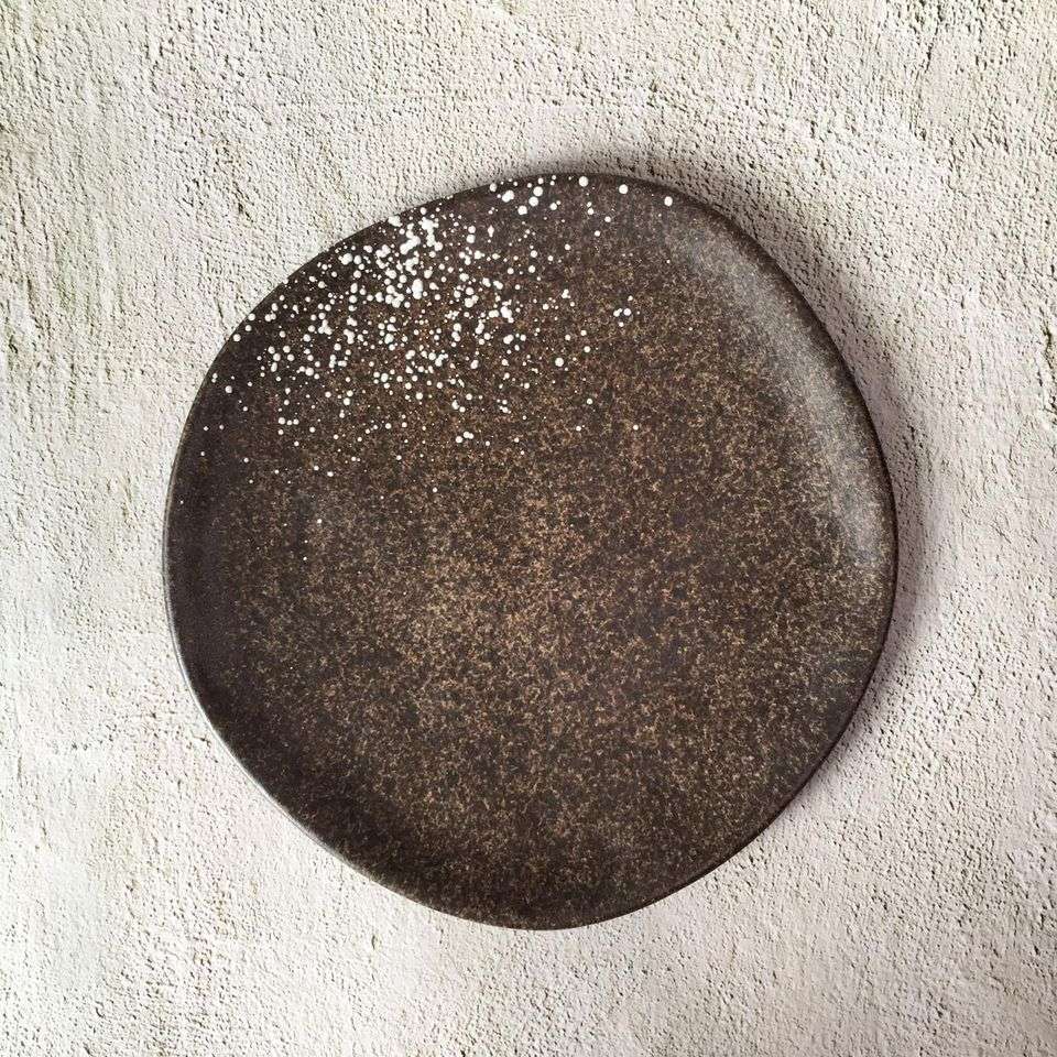 Bộ bát đĩa gia đình cao cấp  màu nâu đốm trắng men lì