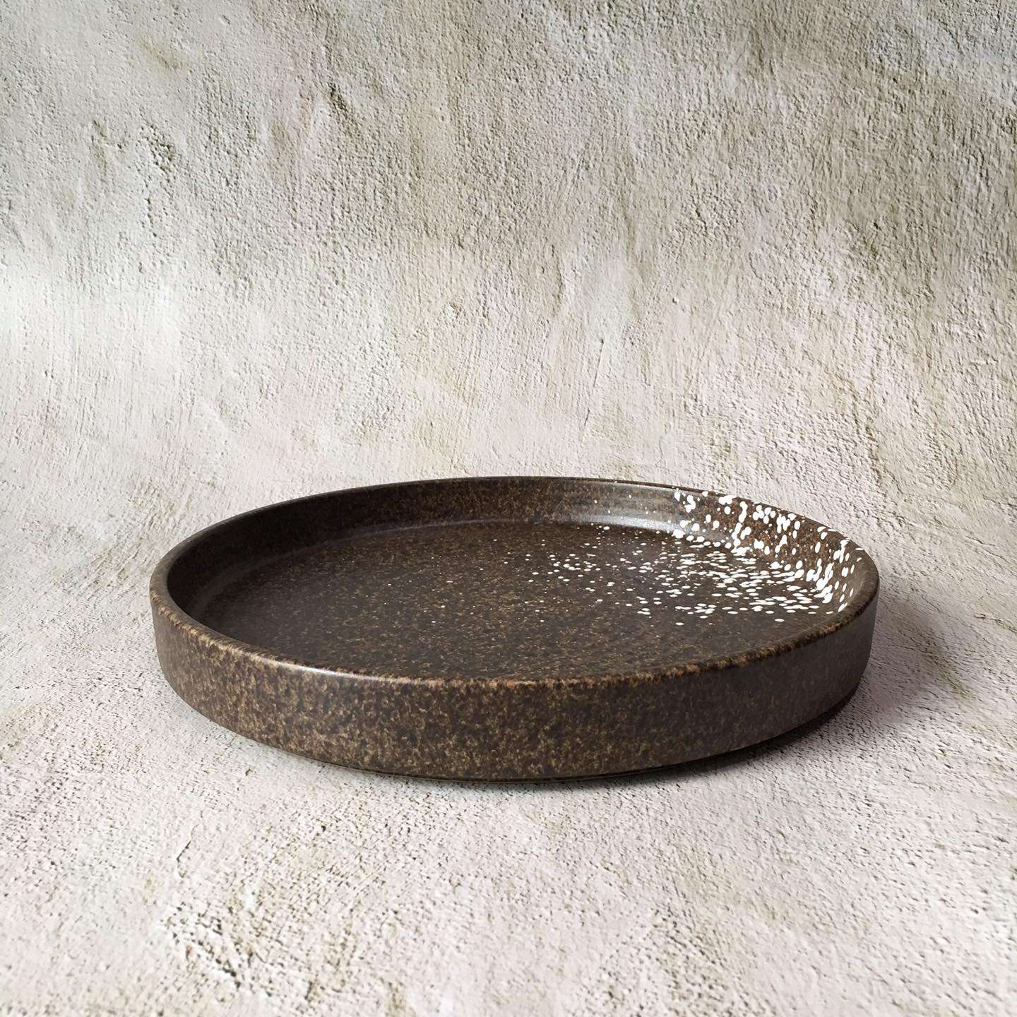 Bộ bát đĩa gia đình cao cấp  màu nâu đốm trắng men lì