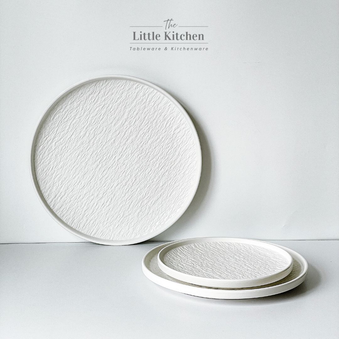 Bộ bát đĩa cao cấp màu trắng sần