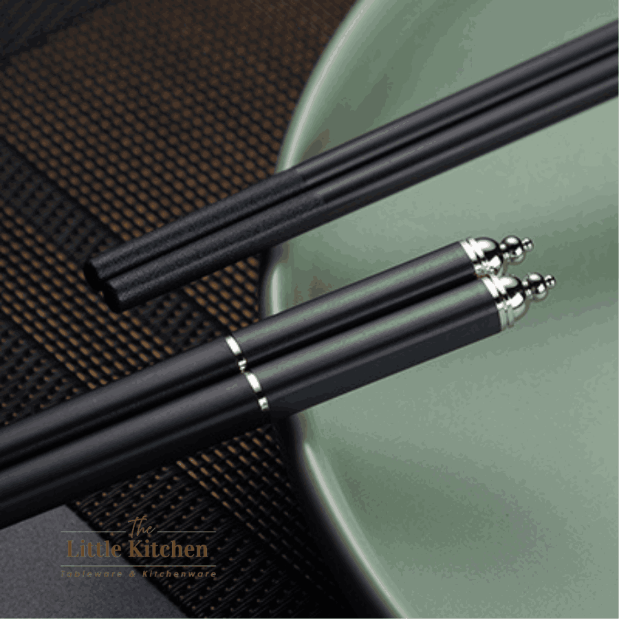 Set 10 đôi đũa chuôi nhọn bạc đen