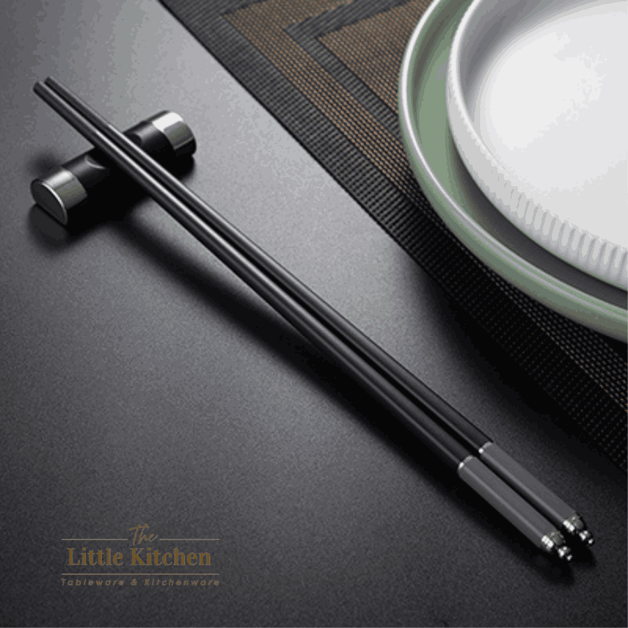 Set 10 đôi đũa chuôi nhọn bạc ghi