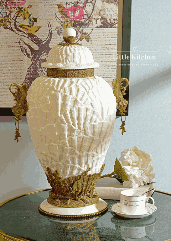 Bình sứ đồng Trắng 2 tai cá 37x27
