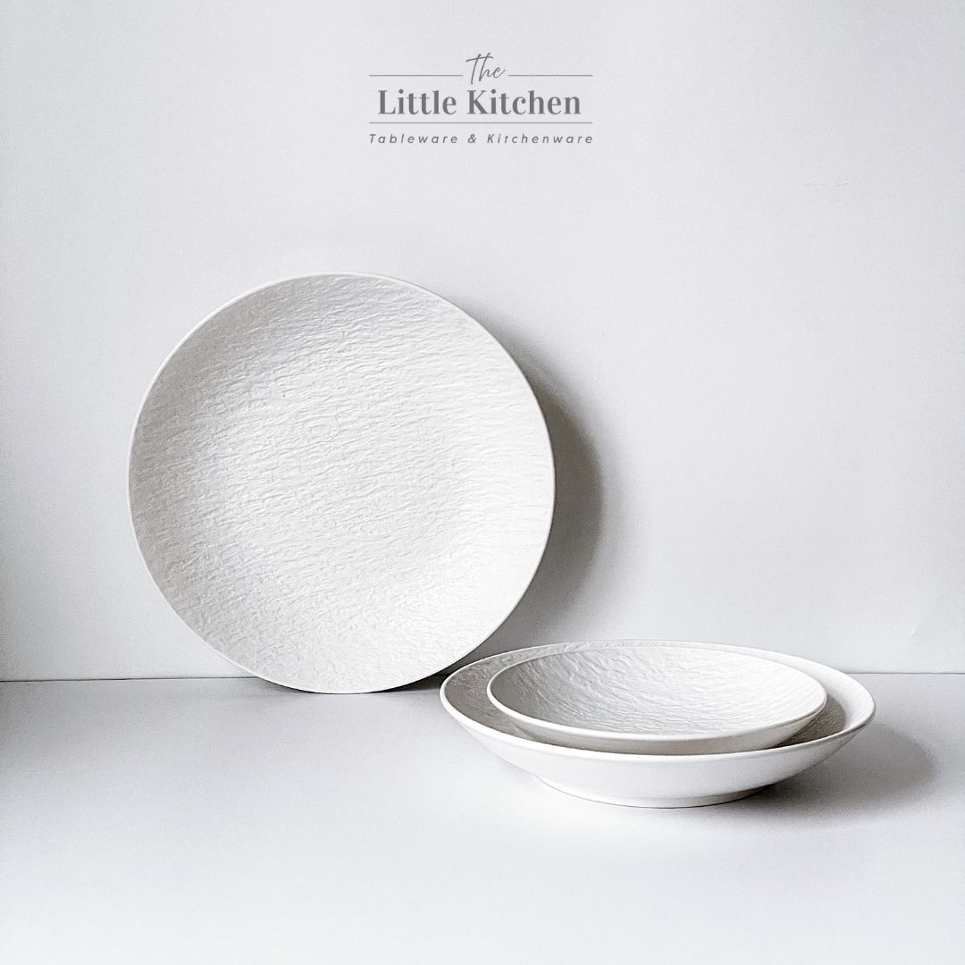 Bộ bát đĩa cao cấp màu trắng sần