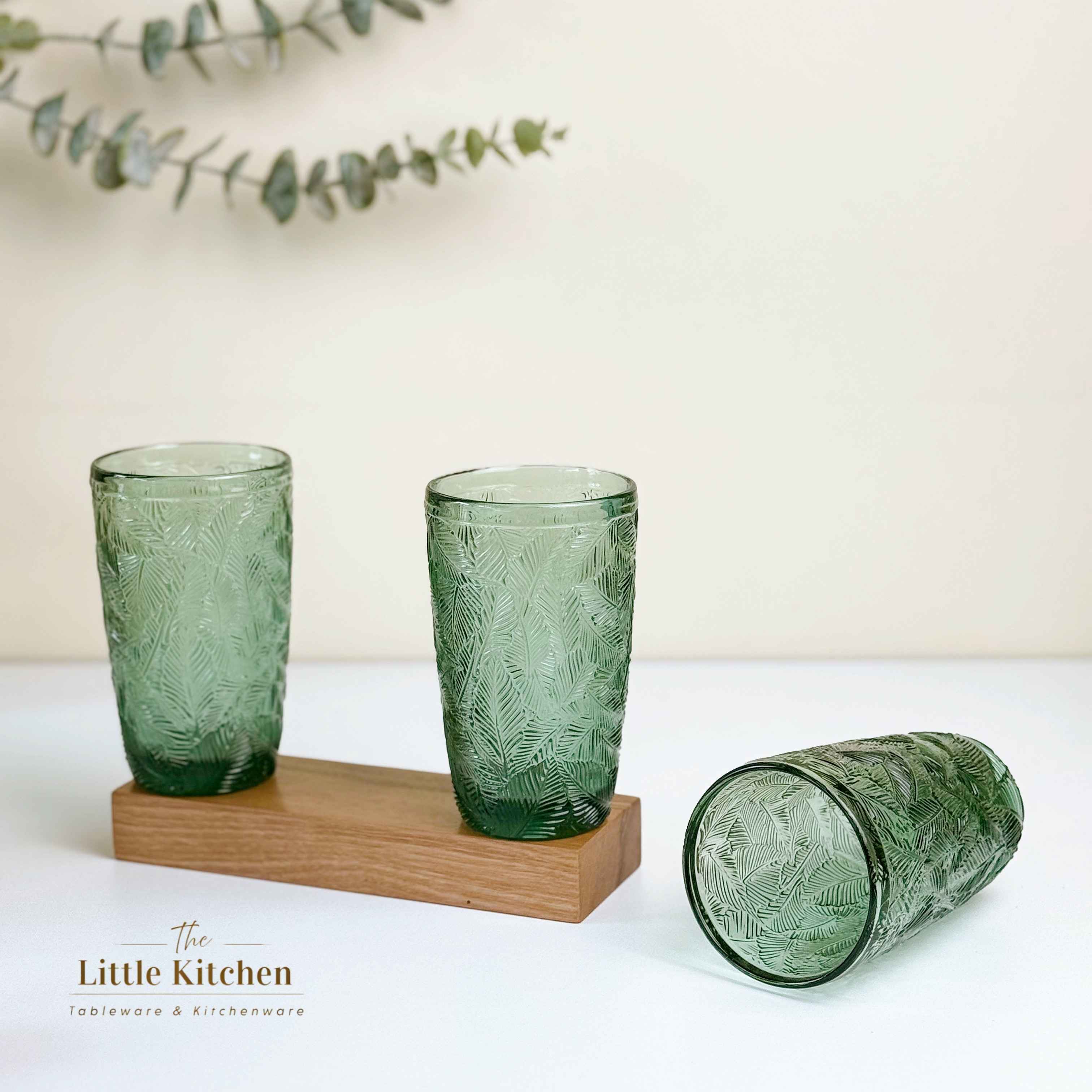 Cốc thủy tinh rêu đậm lá 13