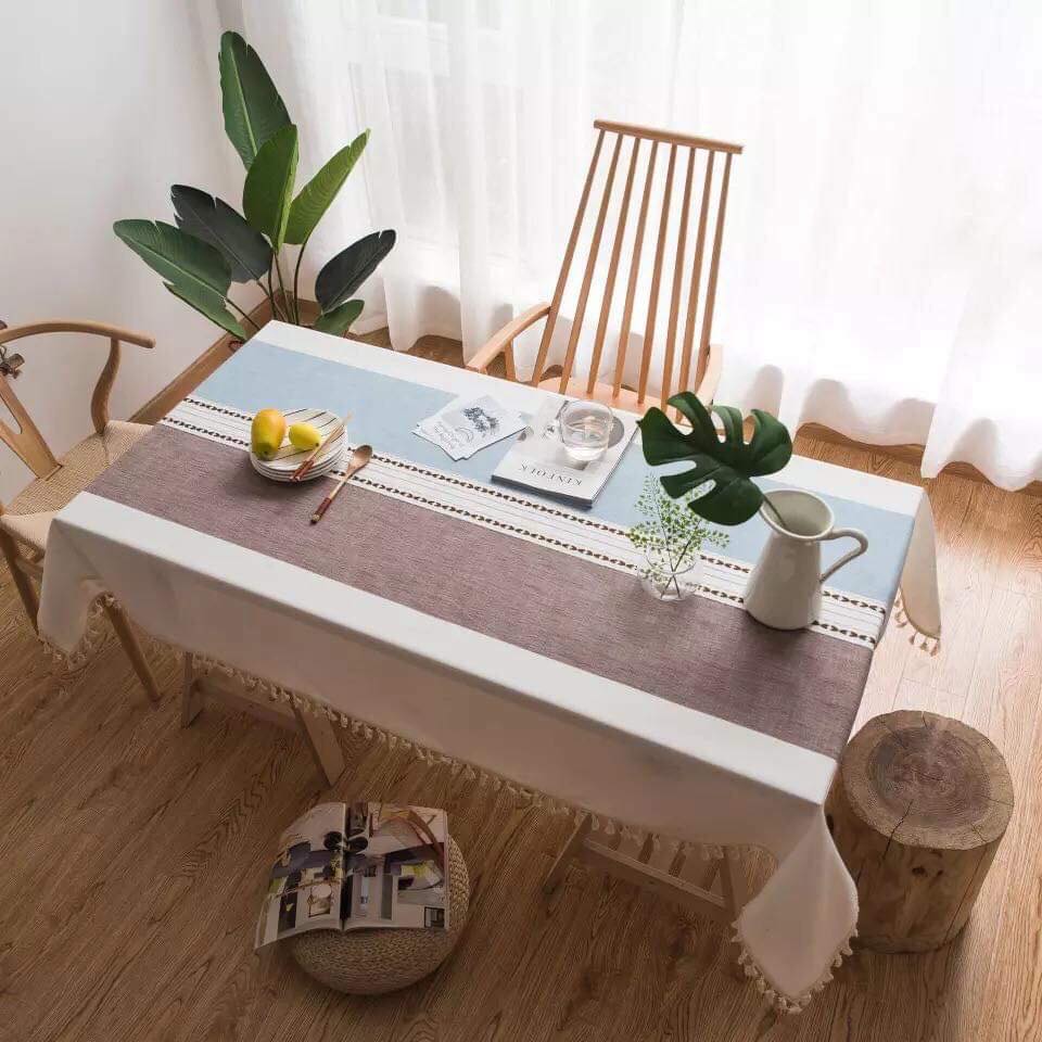 KHĂN TRẢI BÀN XANH NÂU