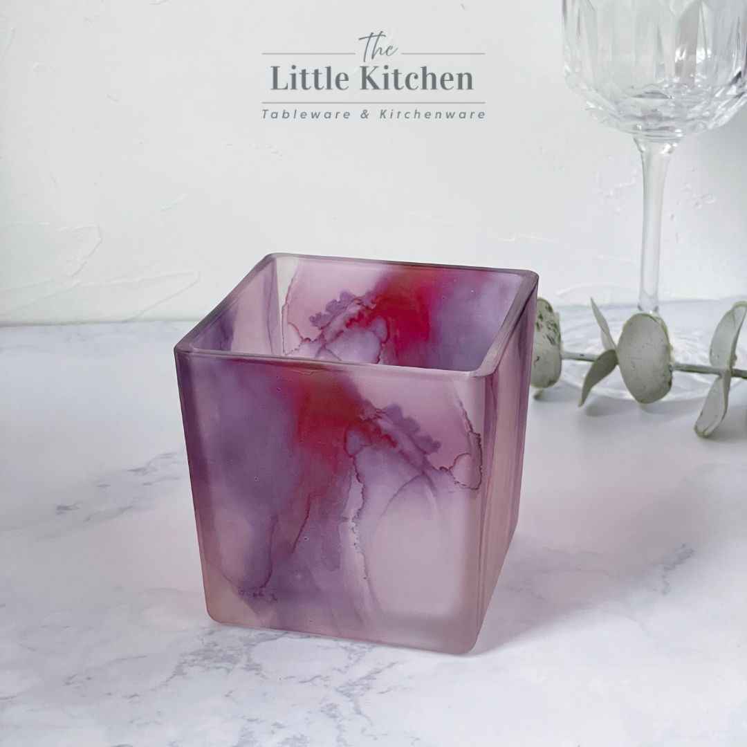 Lọ thủy tinh vuông tím loang