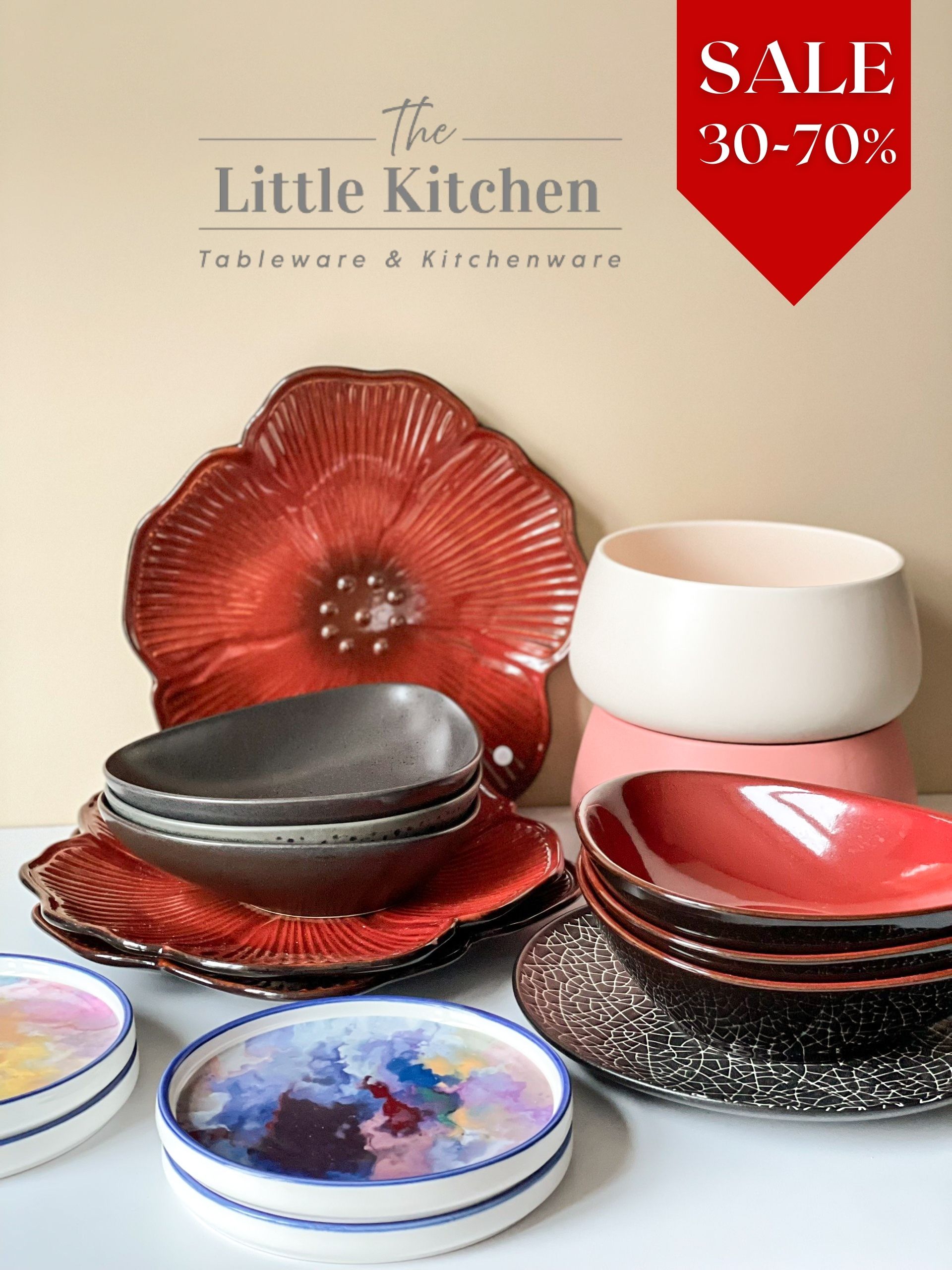 Sale bộ bát đĩa hoa đỏ