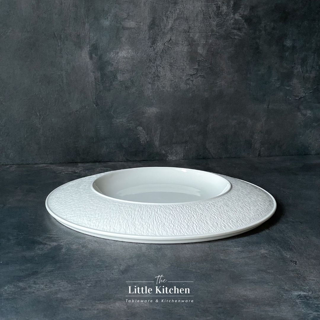 Bộ đĩa cao cấp màu trắng họa tiết tia sần