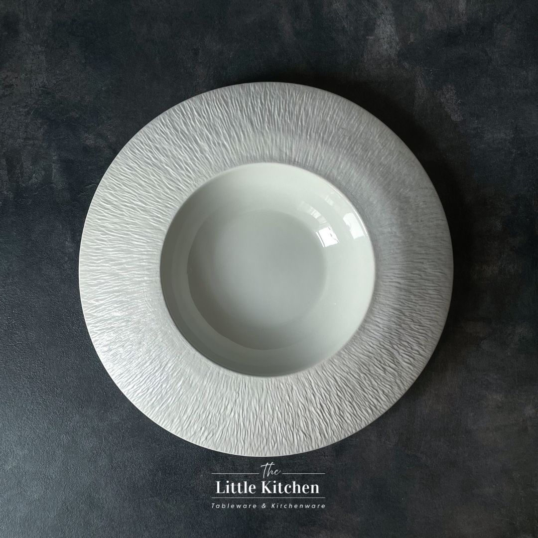 Bộ đĩa cao cấp màu trắng họa tiết tia sần