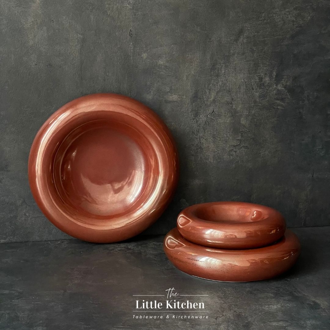 Đĩa kiểu đặc biệt giả đá hình tròn màu đỏ