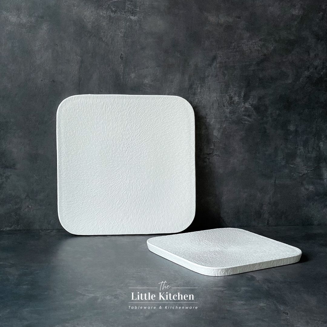 Bộ đĩa cao cấp màu trắng họa tiết tia sần