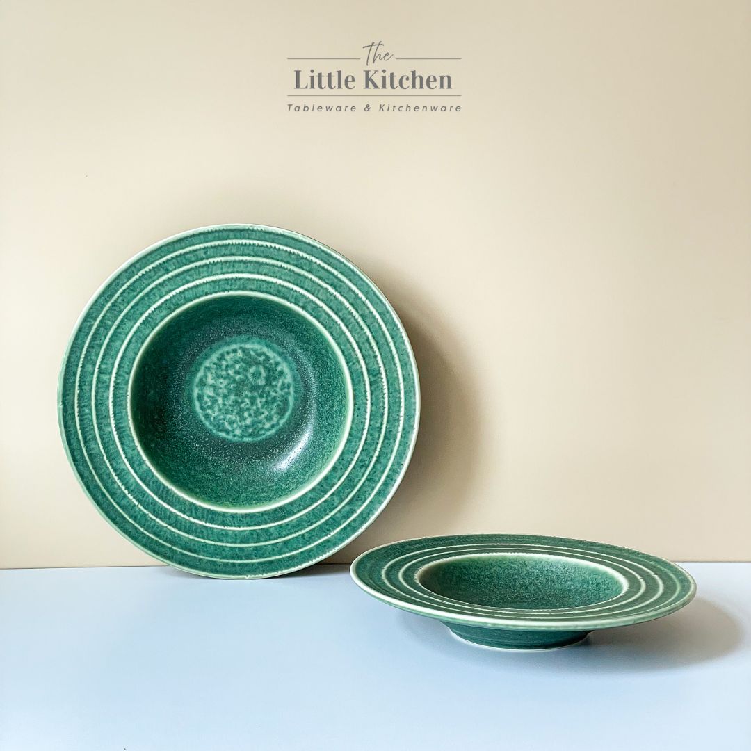 Bộ bát đĩa cao cấp phong cách Á màu lục men lì