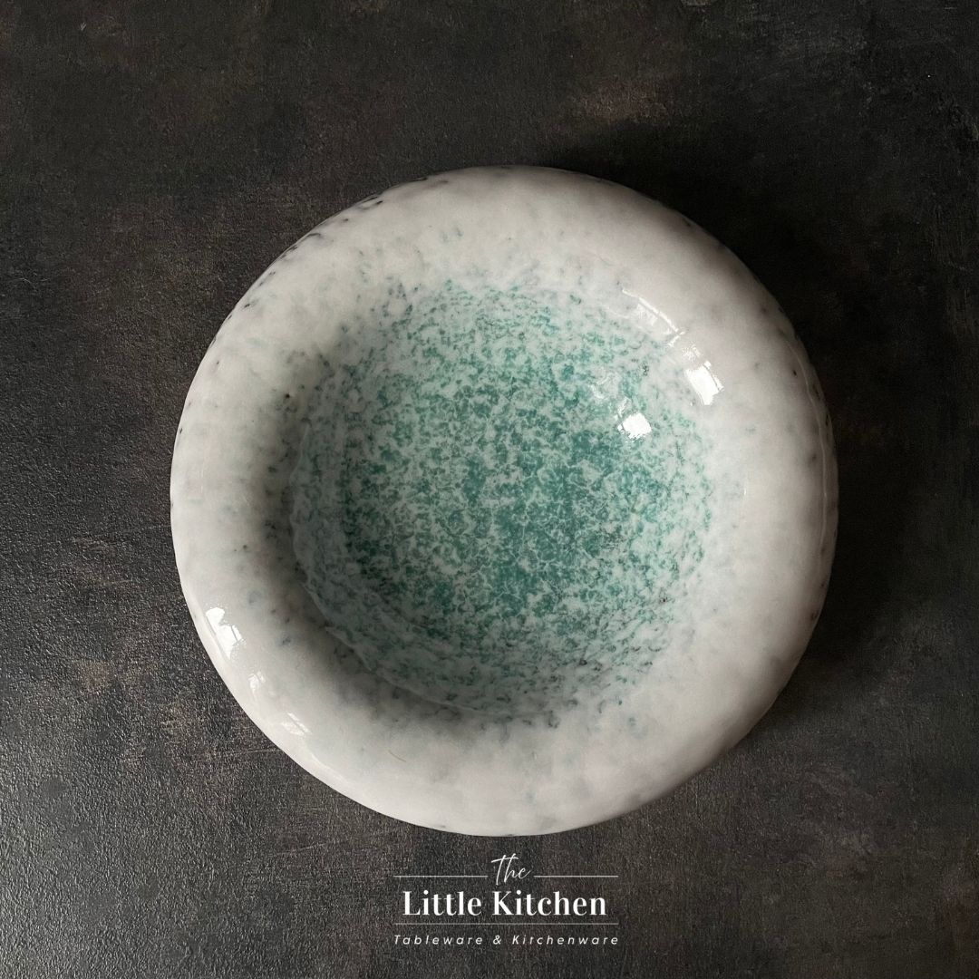 Đĩa kiểu đặc biệt giả đá hình tròn màu xanh trắng