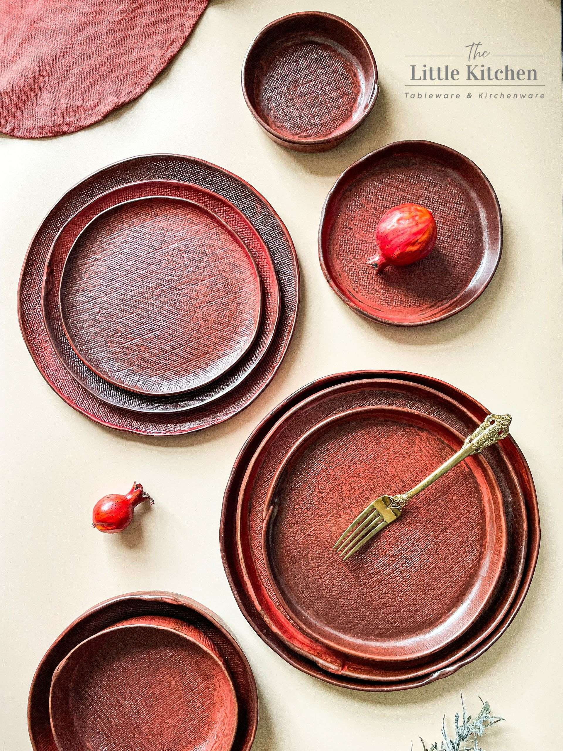 Bộ bát đĩa gia đình cao cấp màu đỏ men lì