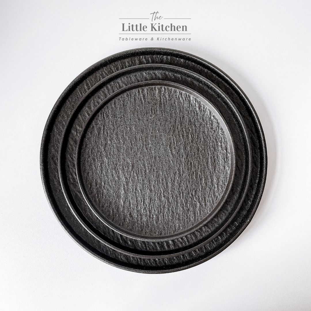 Bộ bát đĩa cao cấp màu đen viền sóng gợn