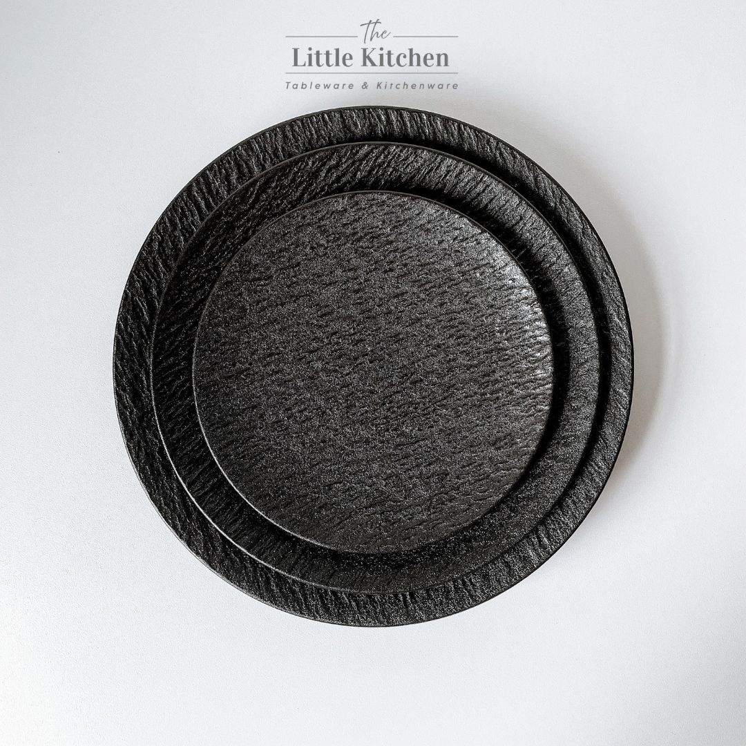 Bộ bát đĩa cao cấp màu đen viền sóng gợn