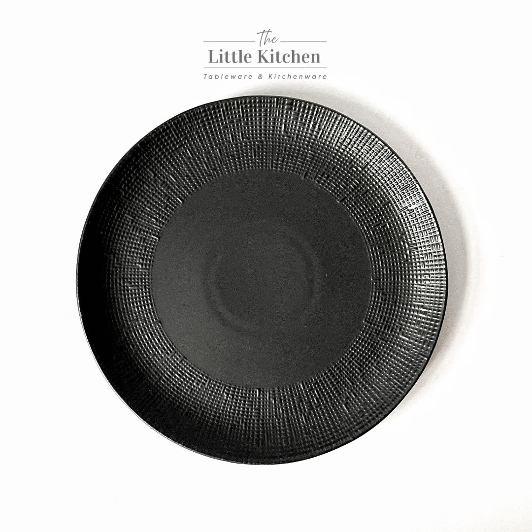 Bộ bát đĩa cao cấp màu đen họa tiết viền tia hạt