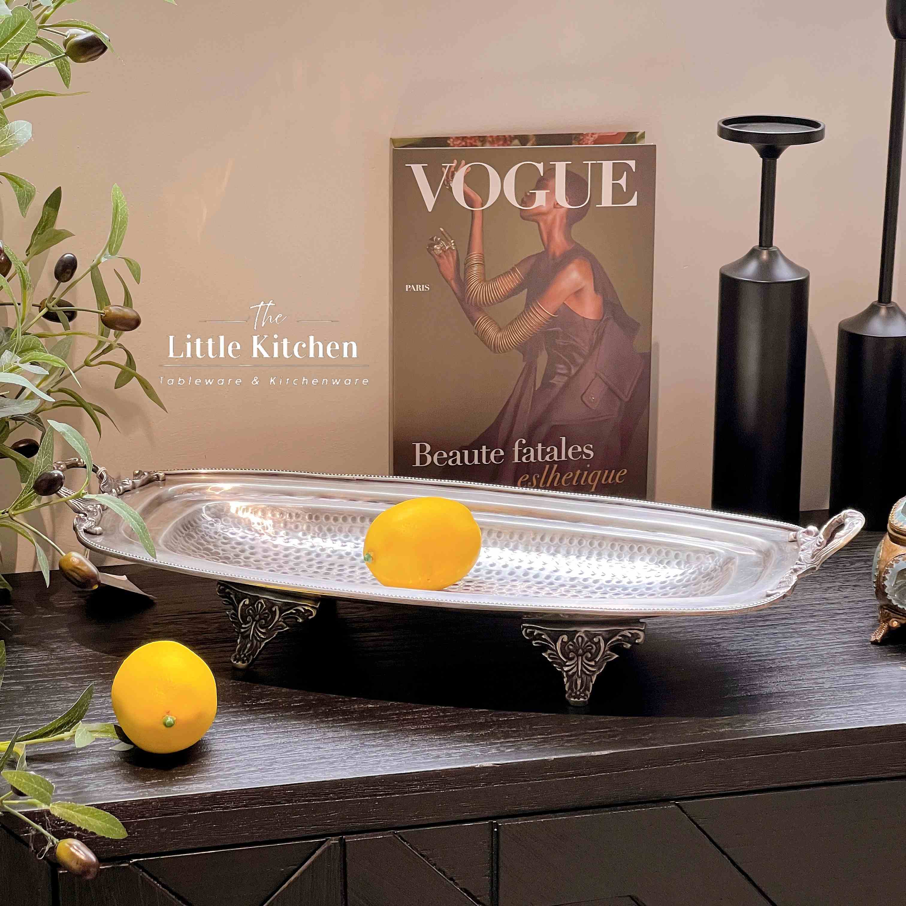 Đồng Ấn Độ khay chân 2 quai Bạc 51x22x9