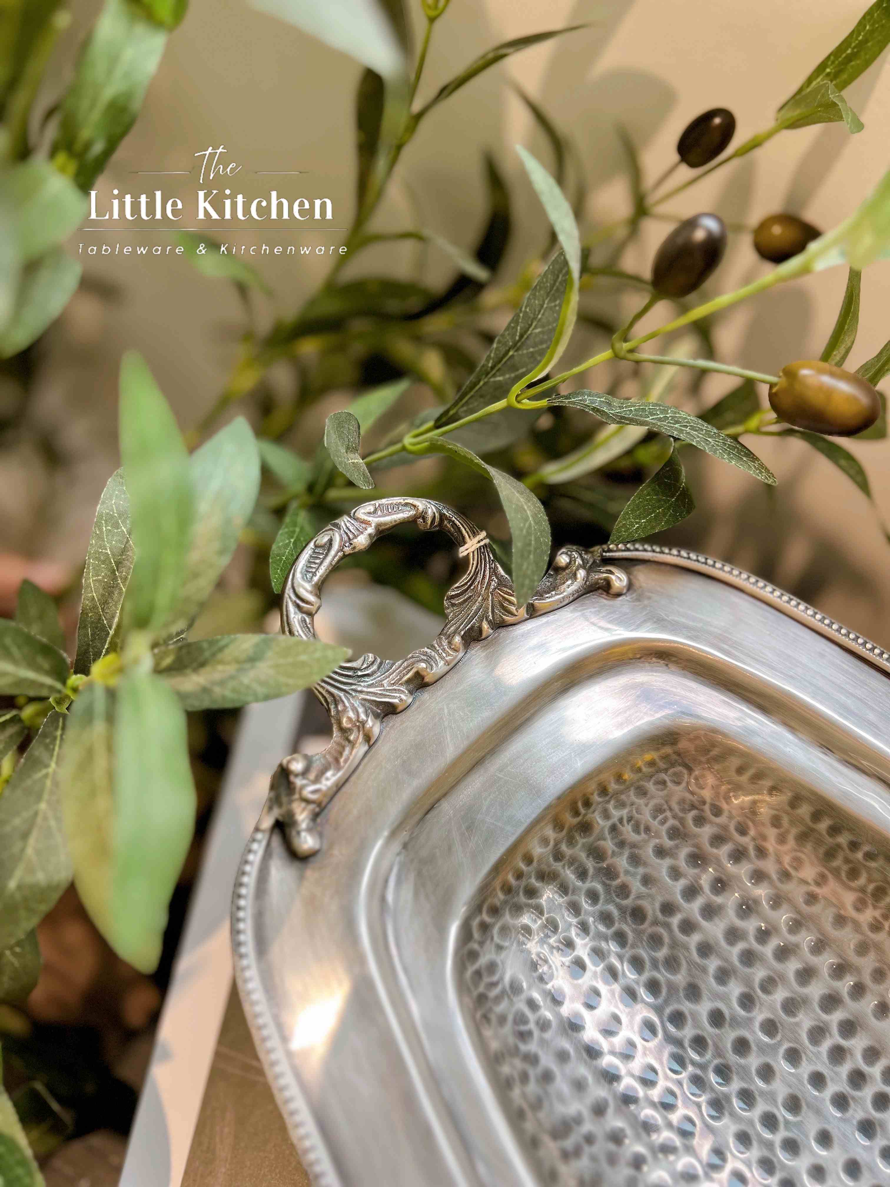 Đồng Ấn Độ khay chân 2 quai Bạc 51x22x9