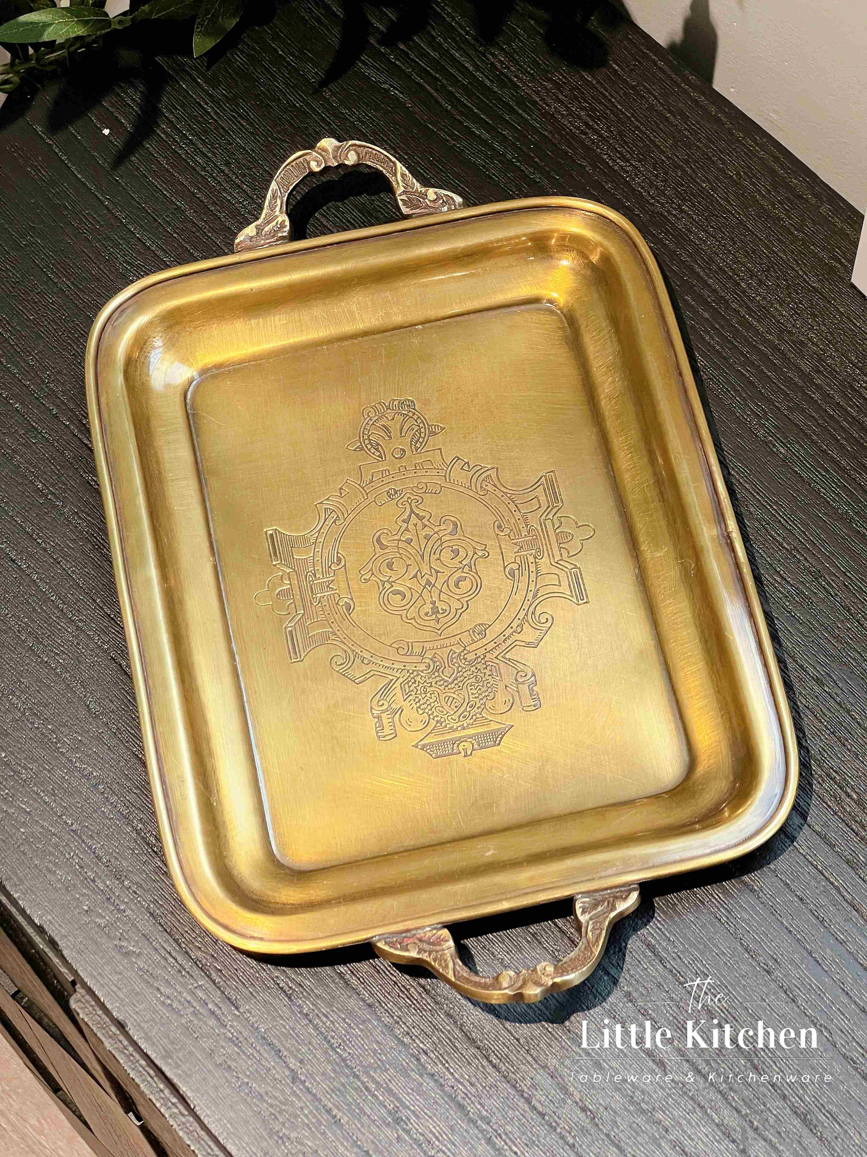 Đồng Ấn Độ khay hình chữ nhật 2 quai 32x20