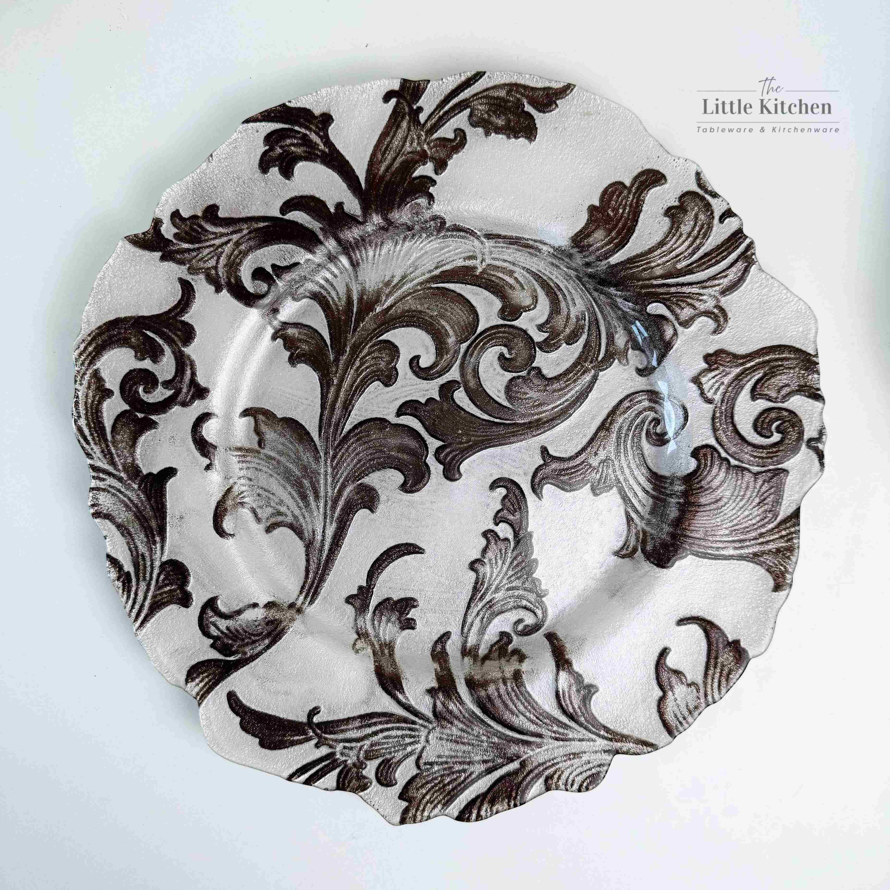 Đĩa thủy tinh trắng hoa văn