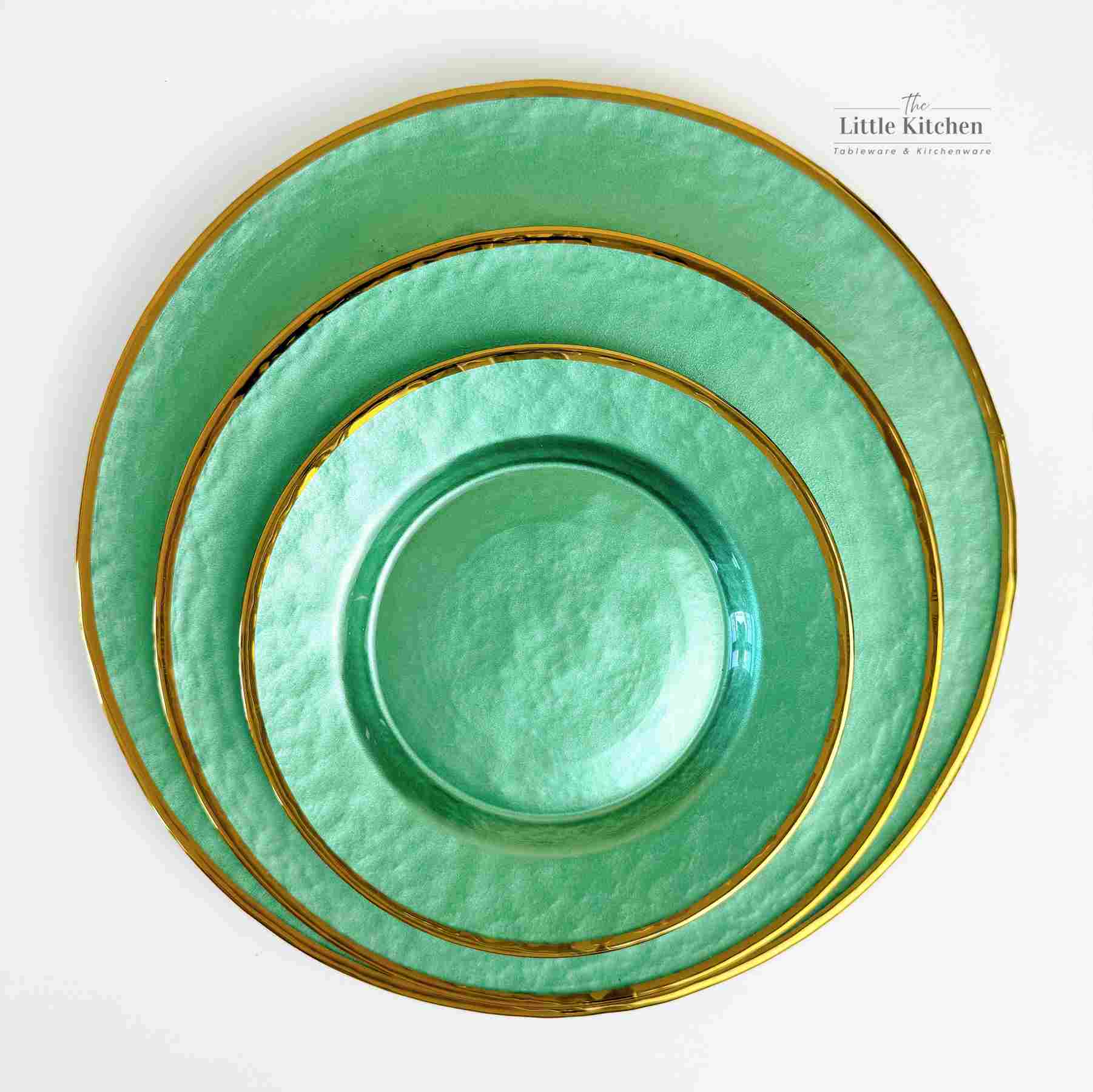 Set tiệc xanh vàng gold