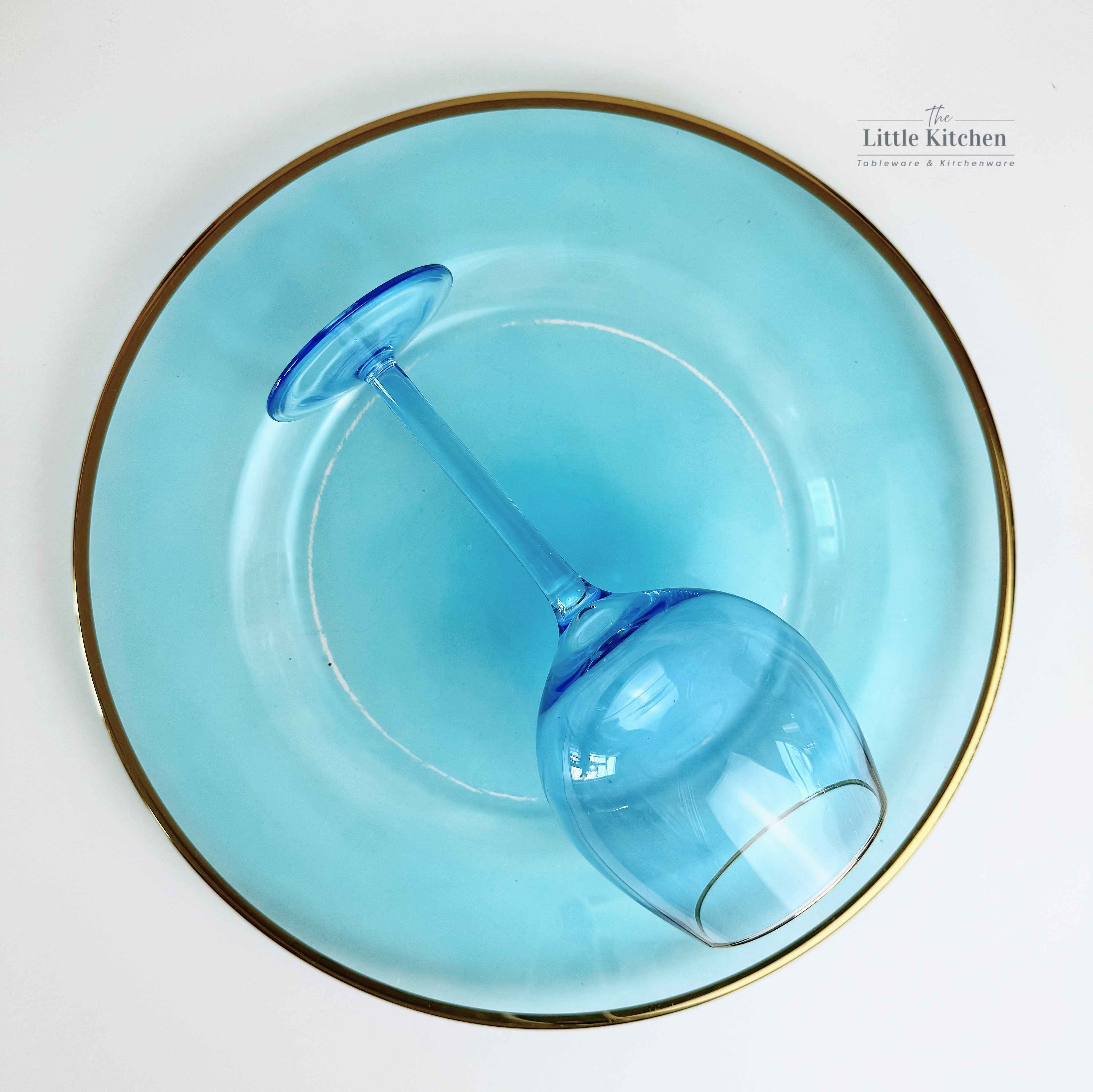 Đĩa thủy tinh lam viền vang