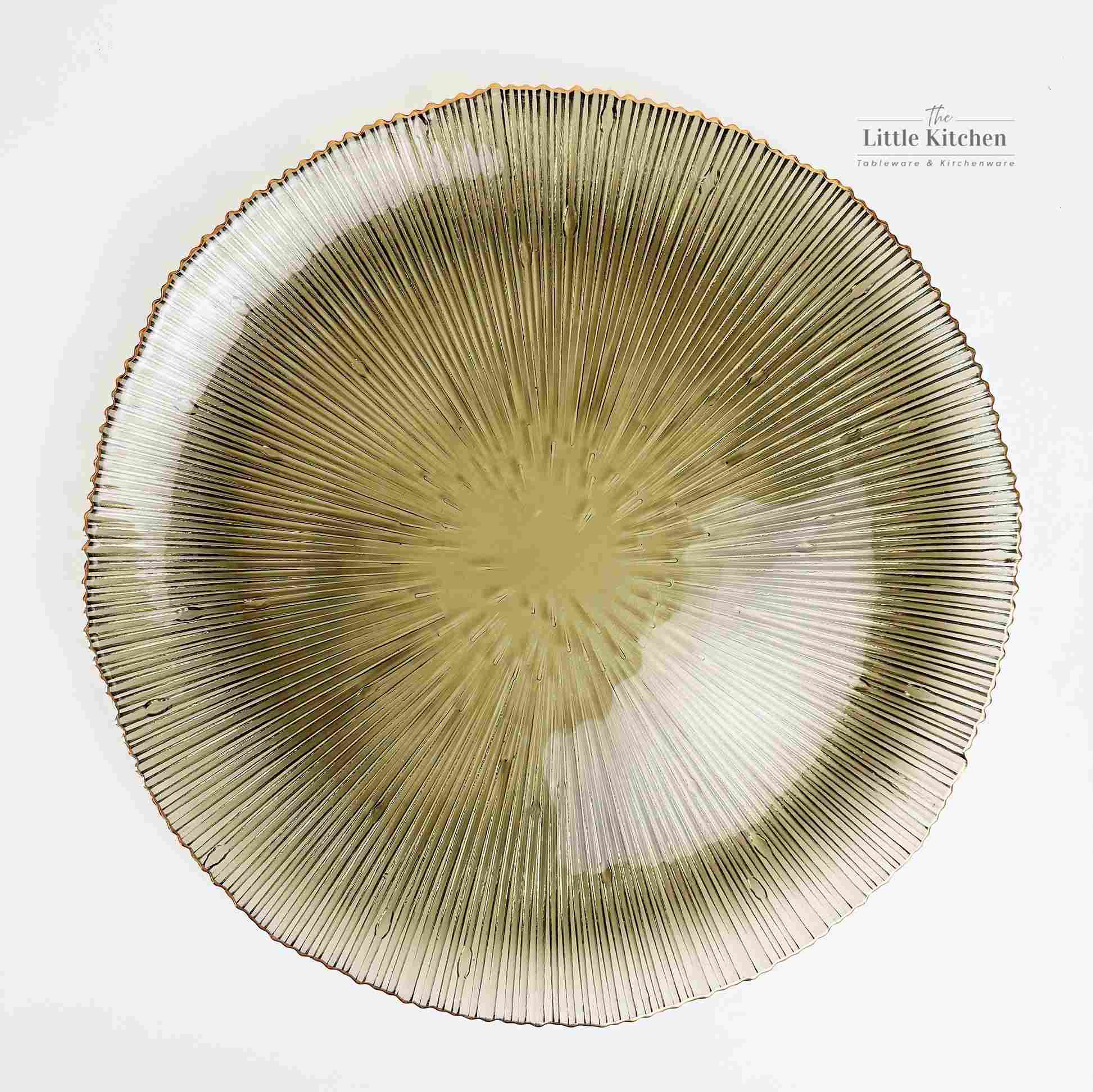 Đĩa thủy tinh tia ghi viền vàng