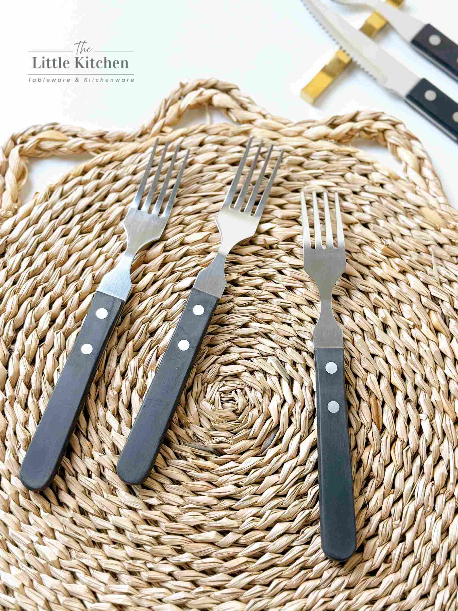 Bộ Dao Thìa Dĩa cán gỗ đen