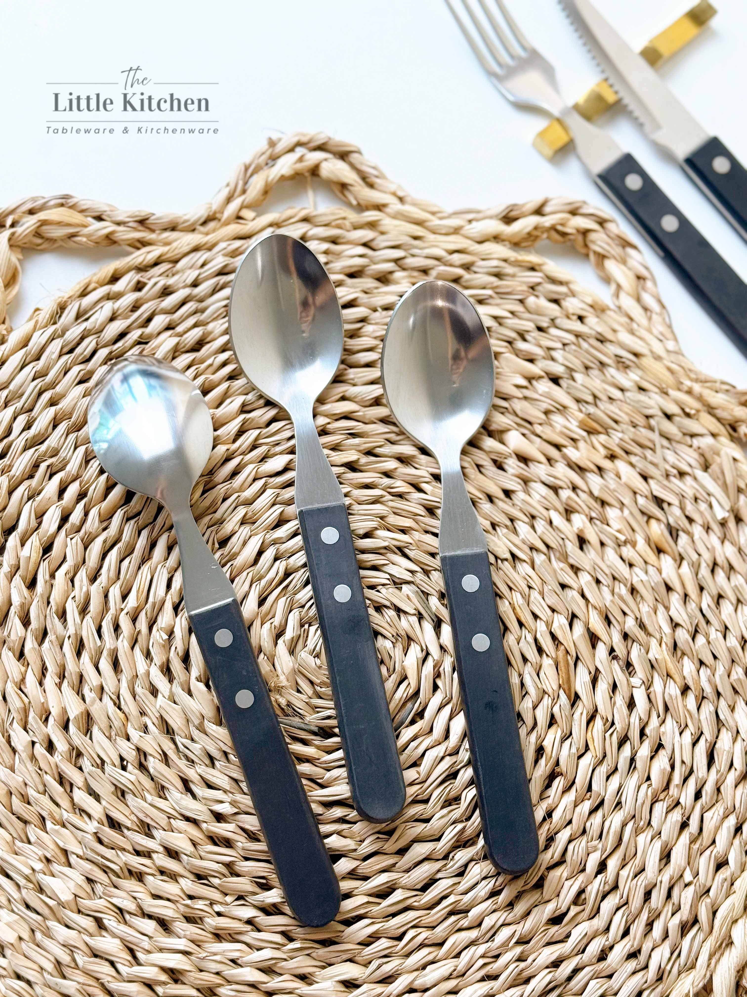 Bộ Dao Thìa Dĩa cán gỗ đen