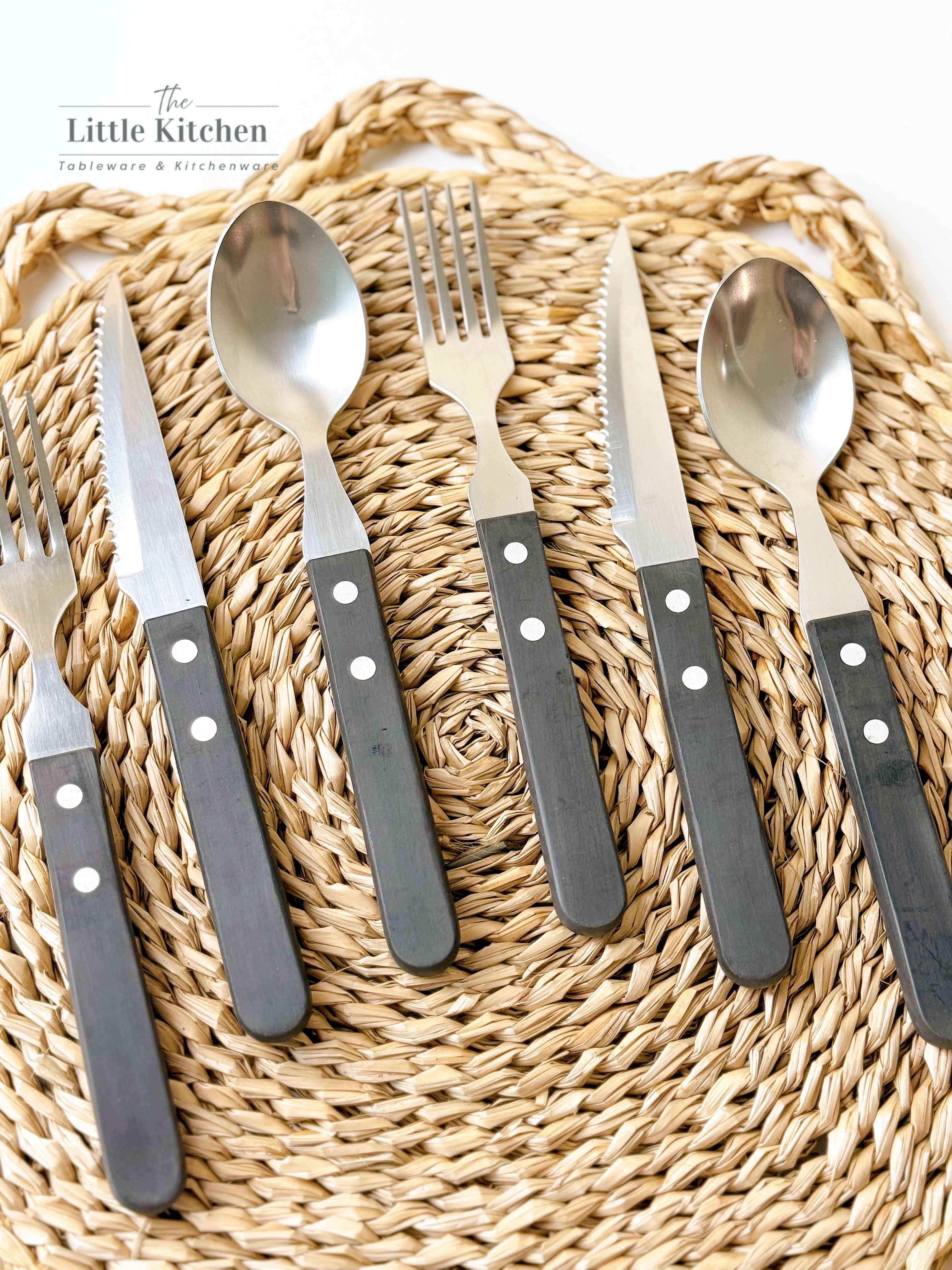 Bộ Dao Thìa Dĩa cán gỗ đen