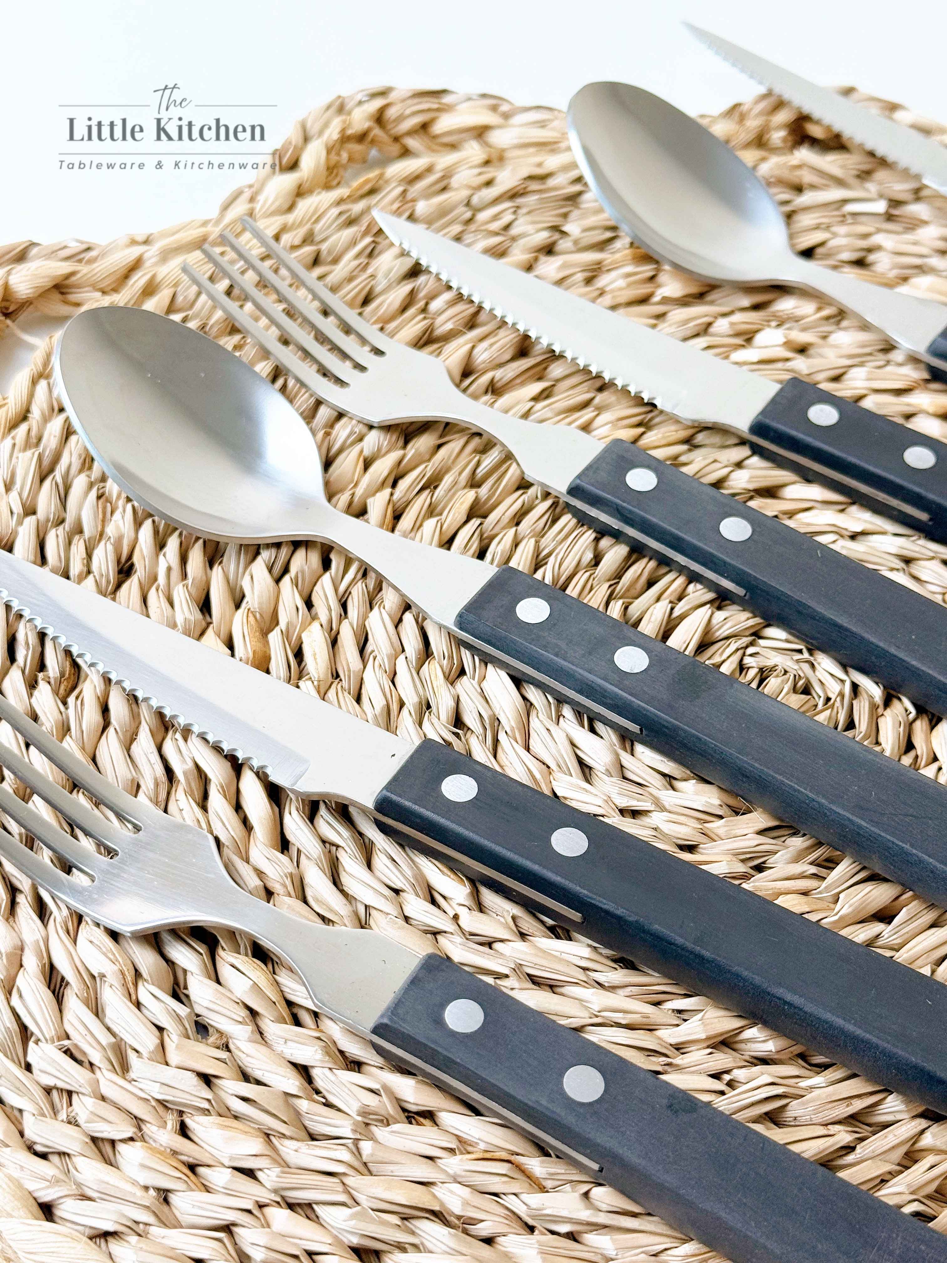 Bộ Dao Thìa Dĩa cán gỗ đen