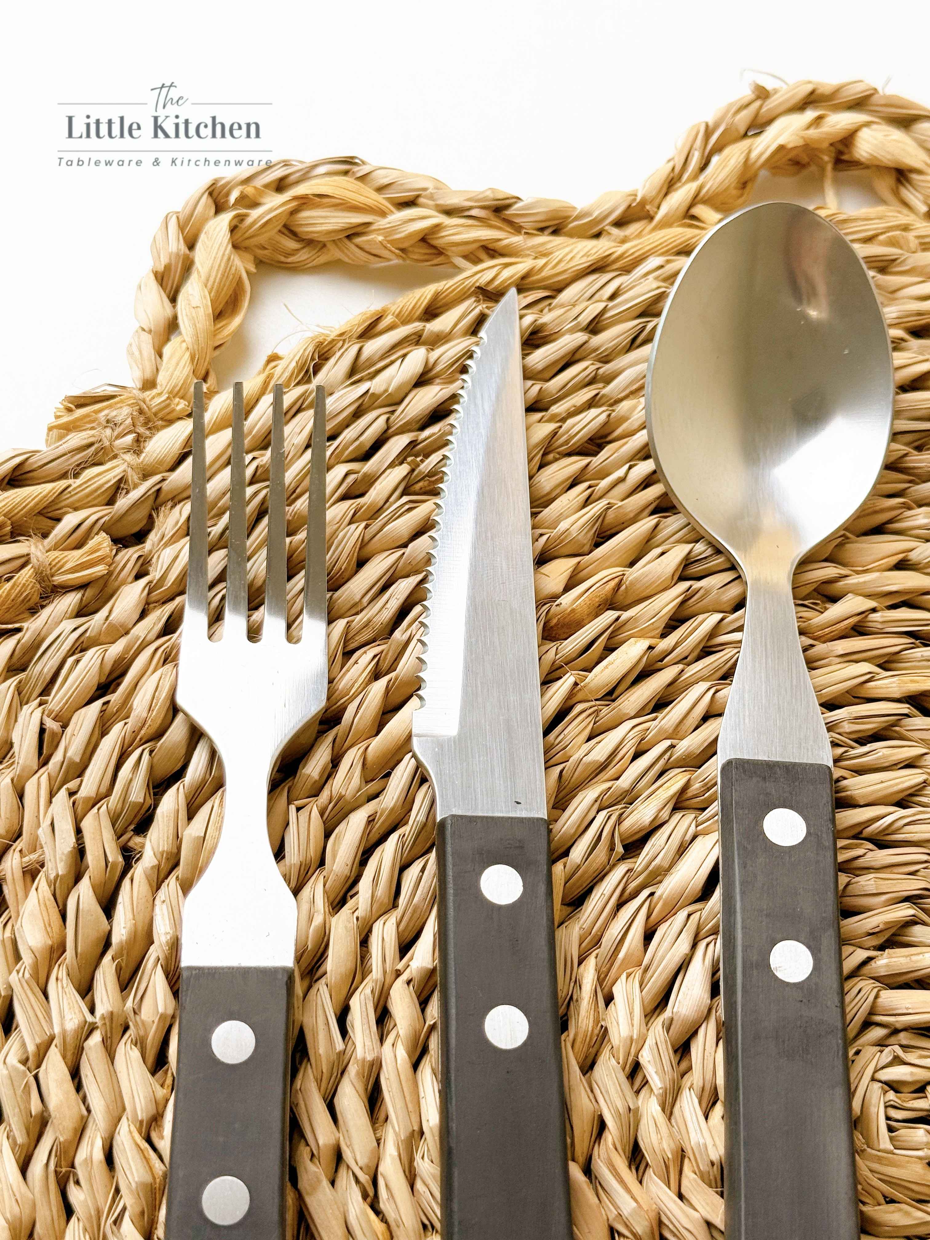 Bộ Dao Thìa Dĩa cán gỗ đen