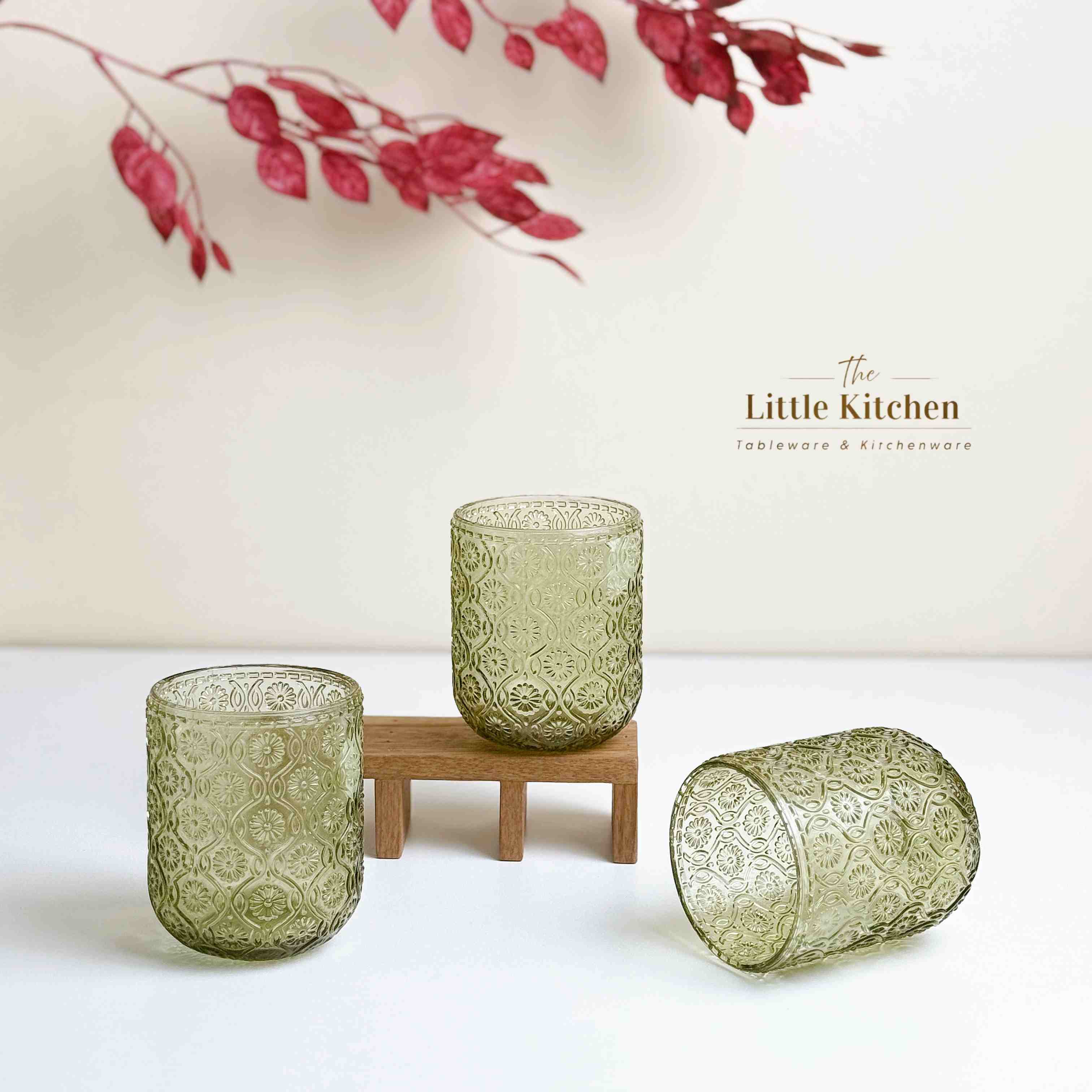 Set tiệc be trơn tone xanh