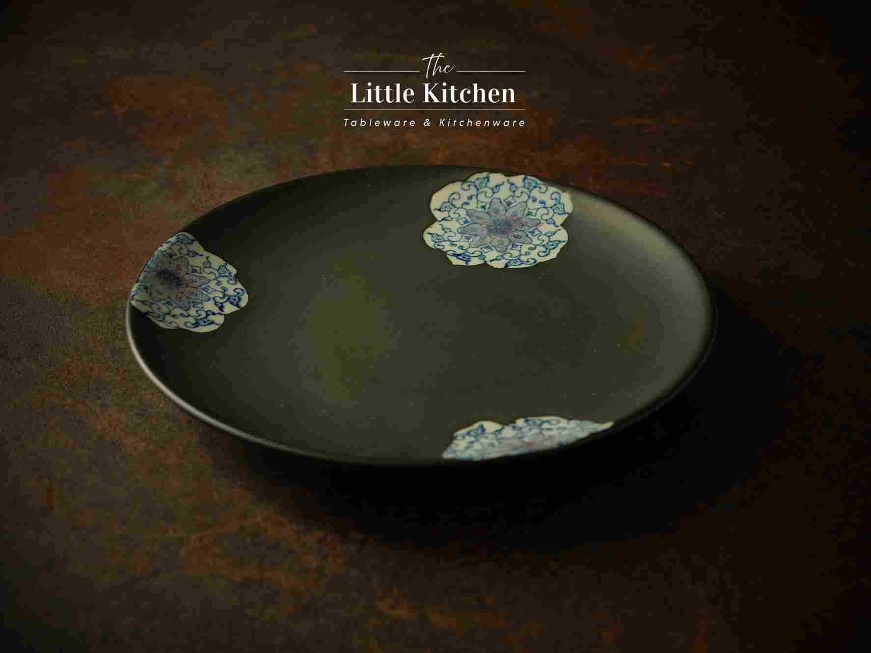 Set tiệc bát đĩa đen kimono