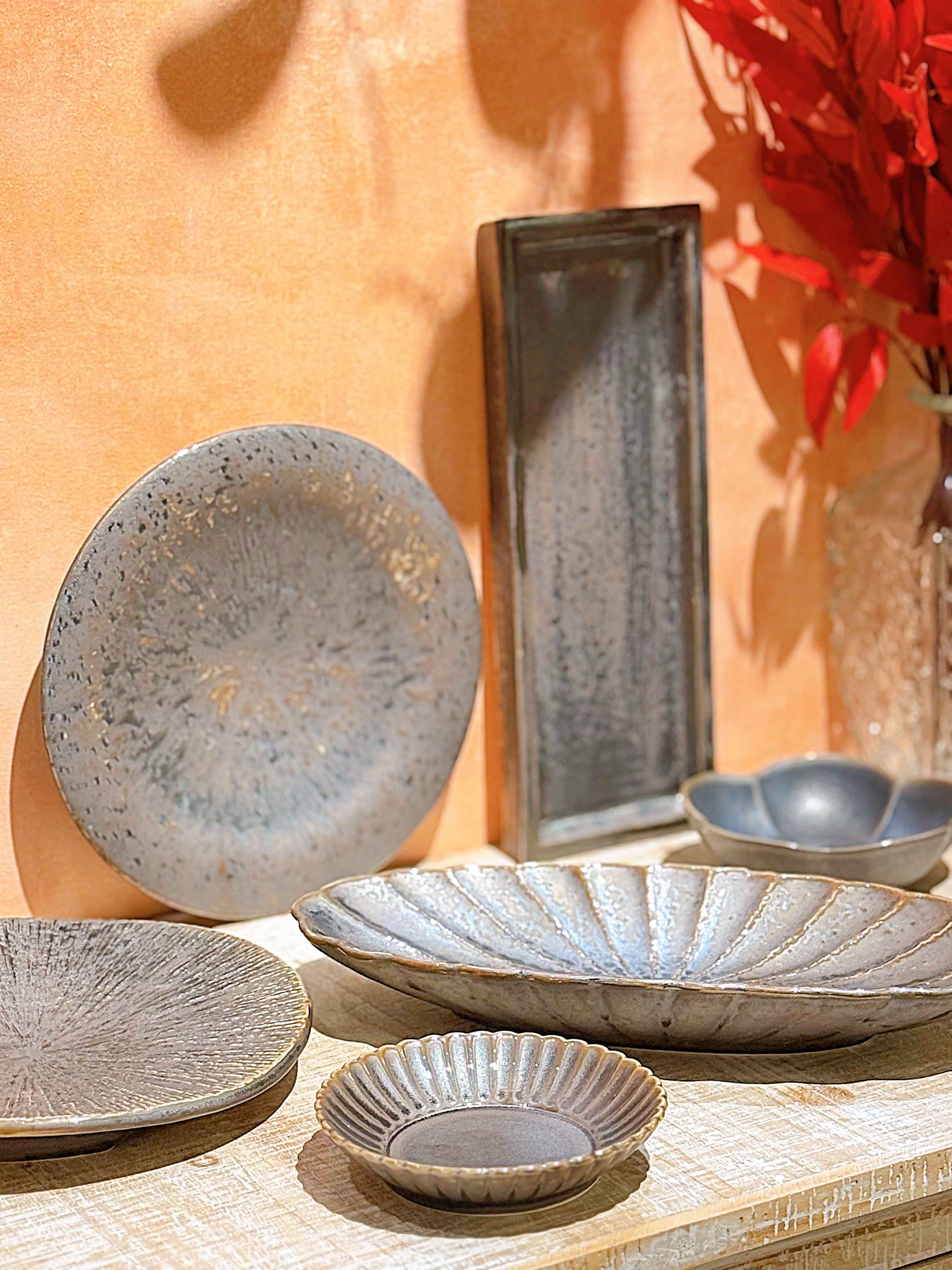 Bộ bát đĩa cao cấp phong cách Nhật Bản màu nâu hỏa biến