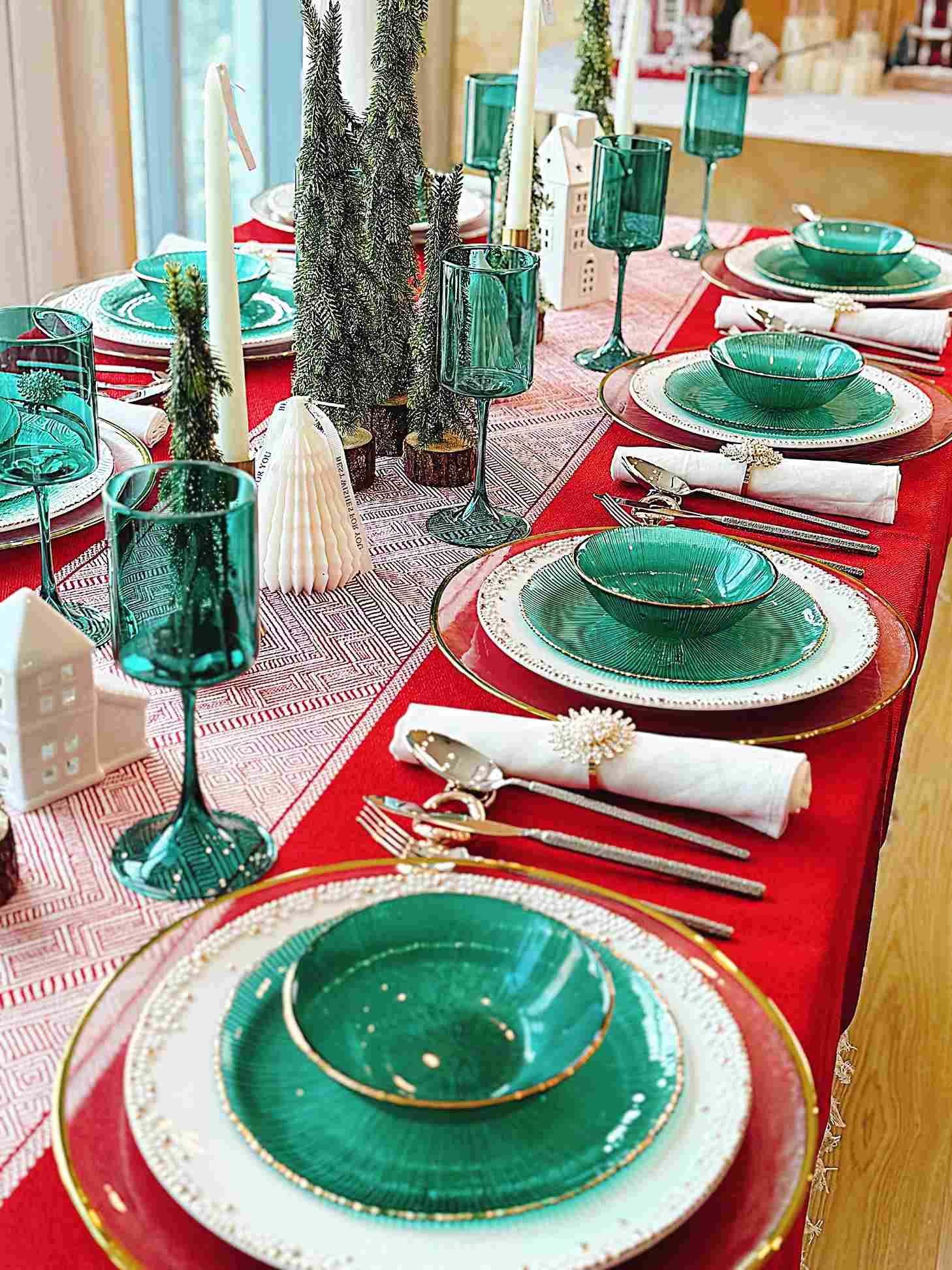Set tiệc giáng sinh xanh đỏ