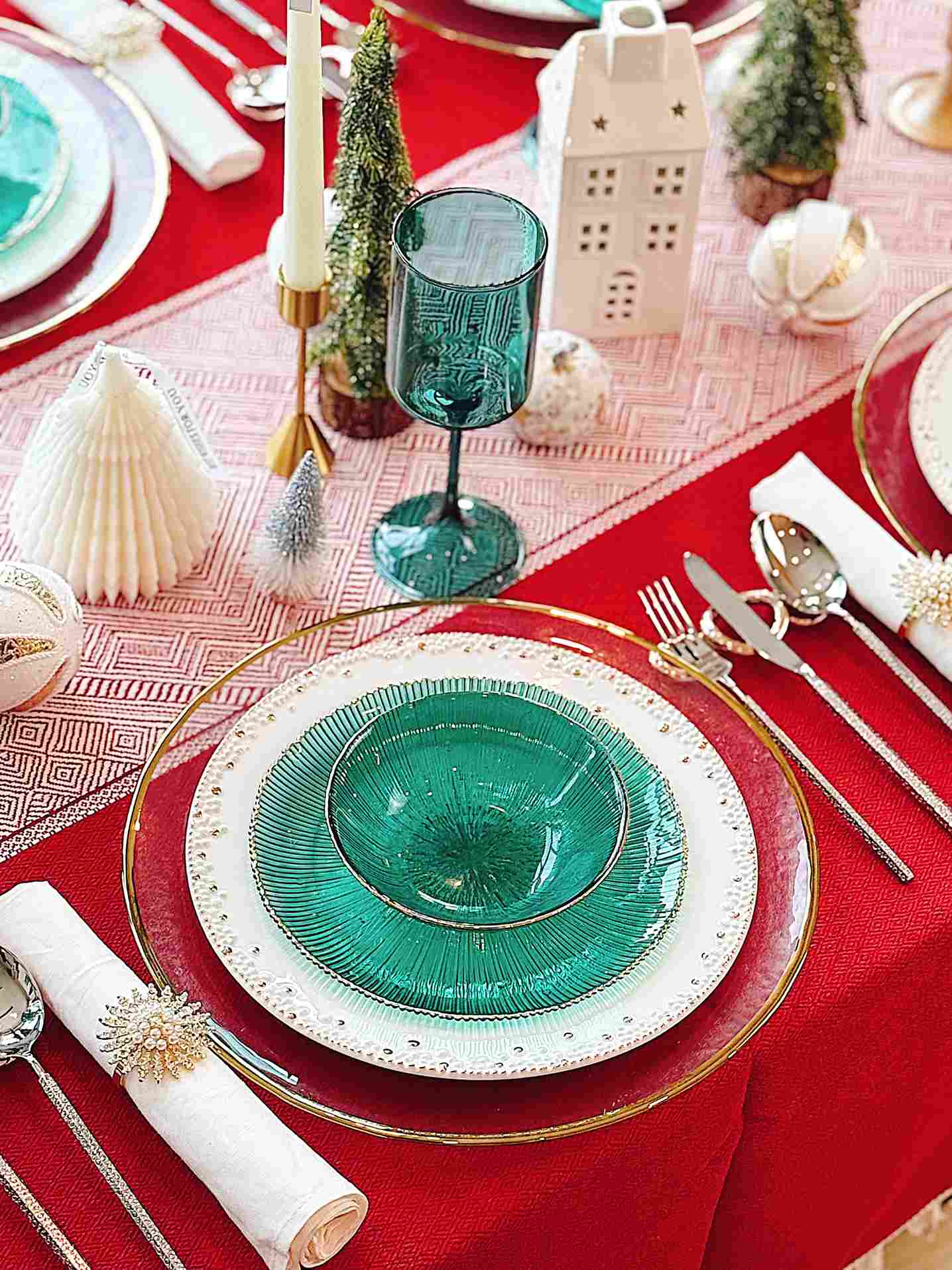 Set tiệc giáng sinh xanh đỏ