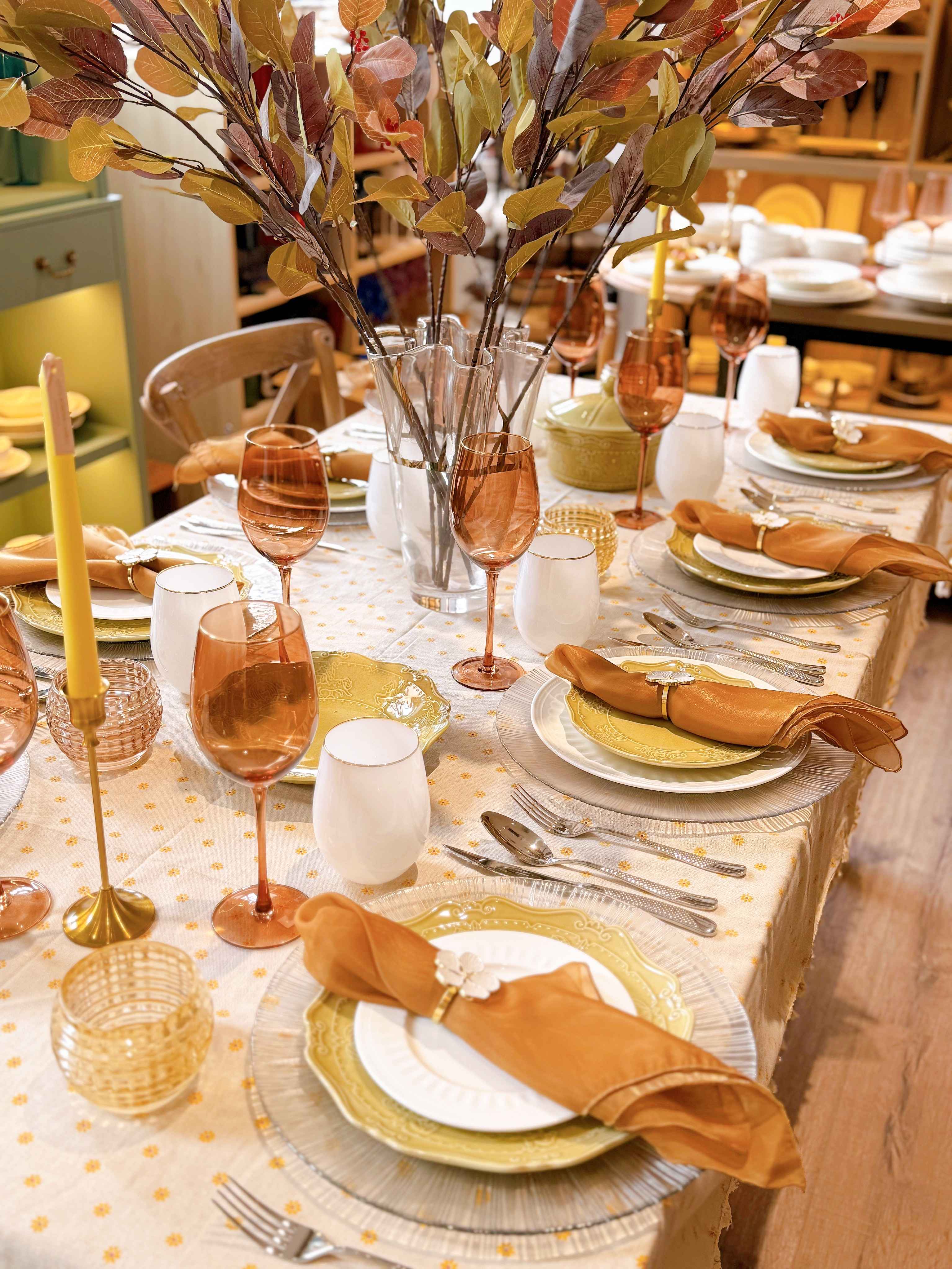 Set tiệc vintage khăn voan nâu