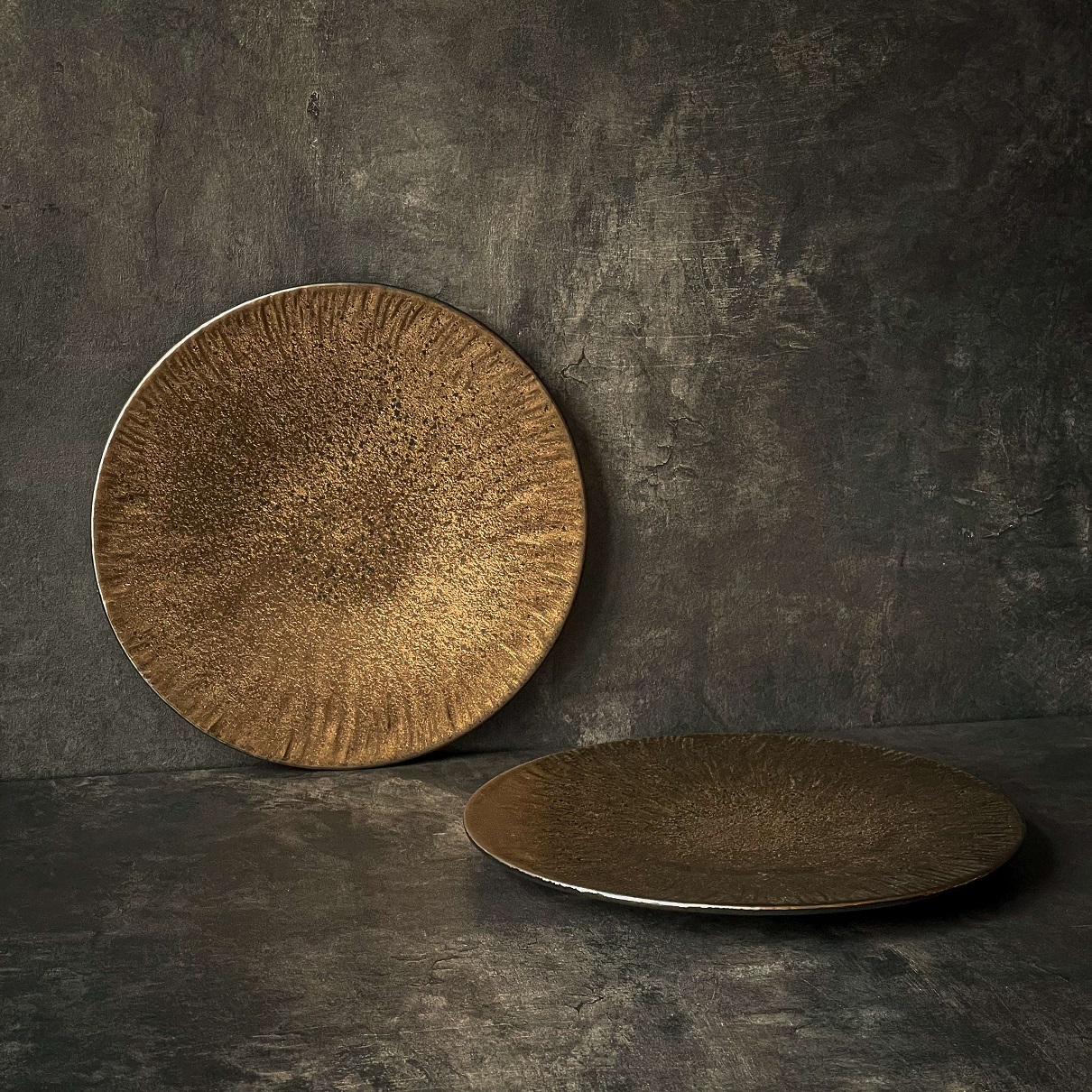 Bộ bát đĩa cao cấp tia sọc màu nâu