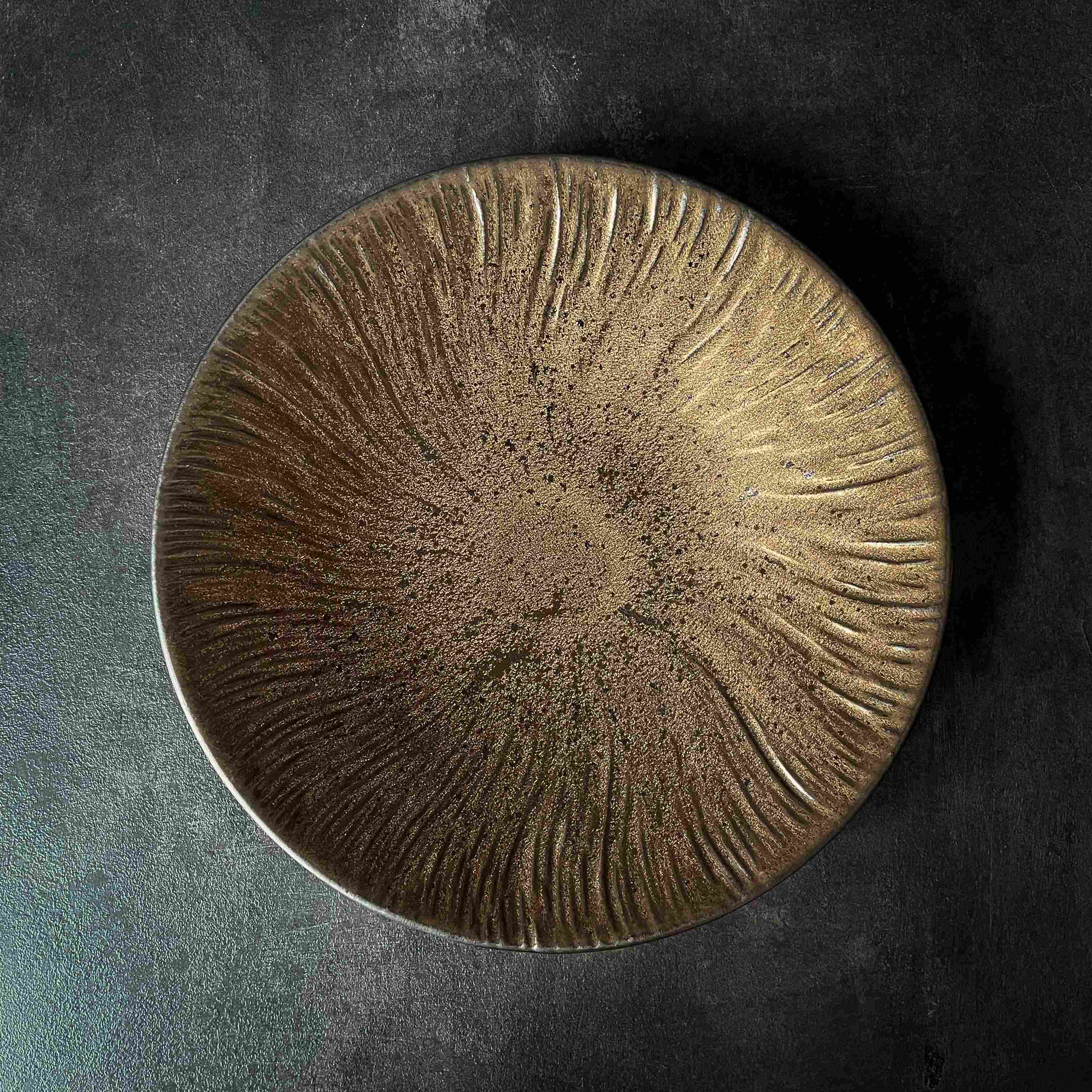 Bộ bát đĩa cao cấp tia sọc màu nâu