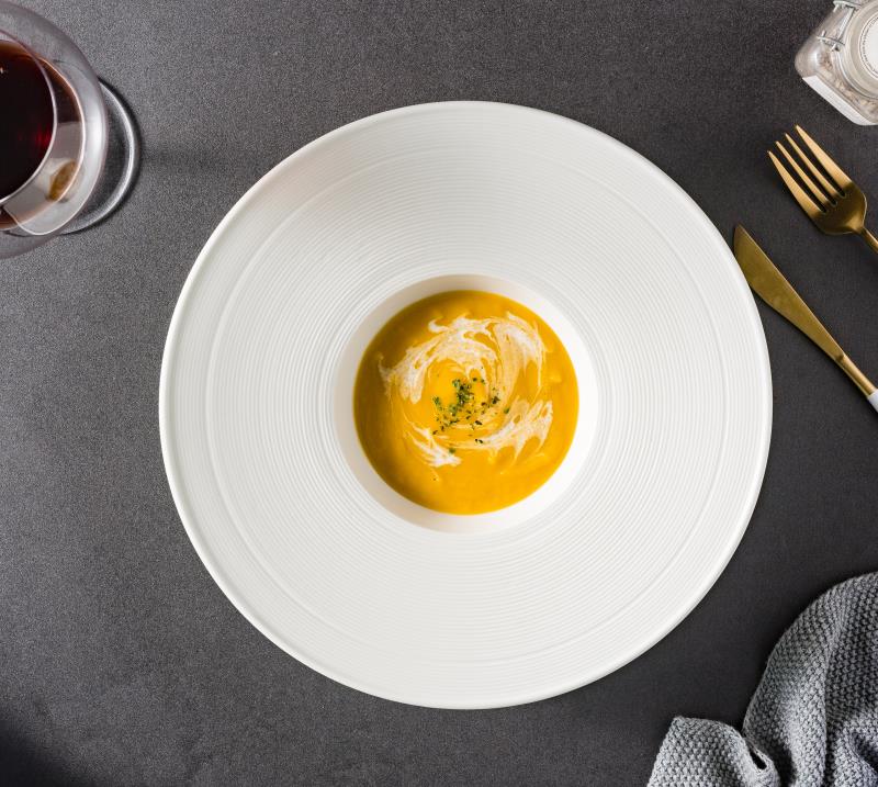 Bộ bát đĩa cao cấp màu trắng họa tiết viền gân