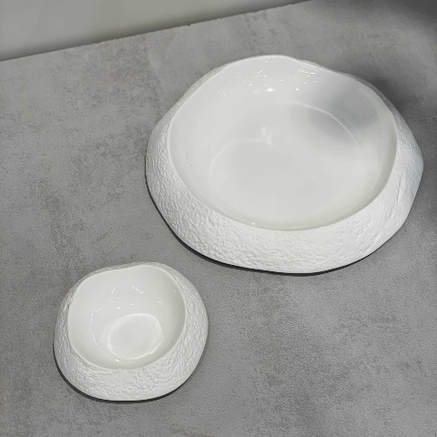 Bộ bát đĩa  cao cấp trắng sần